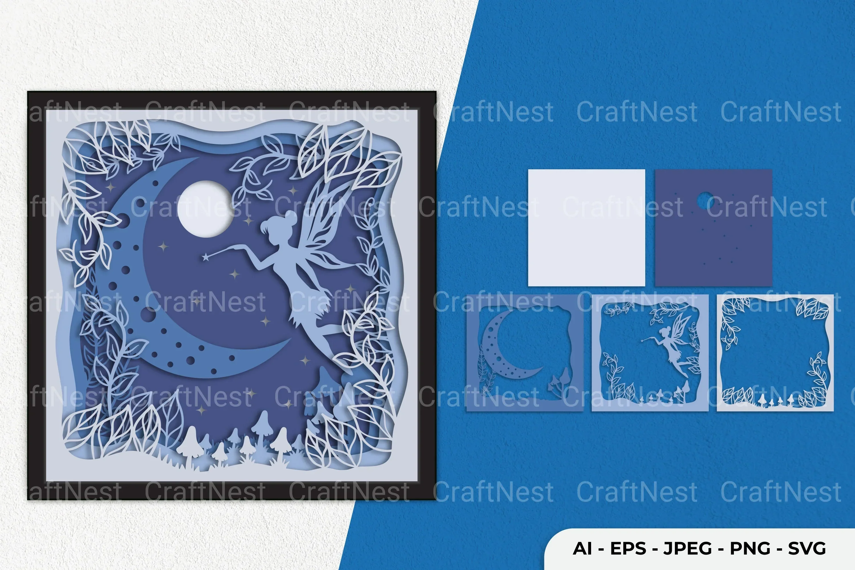 Fairy and Moon Layered Papercut SVG Bundle