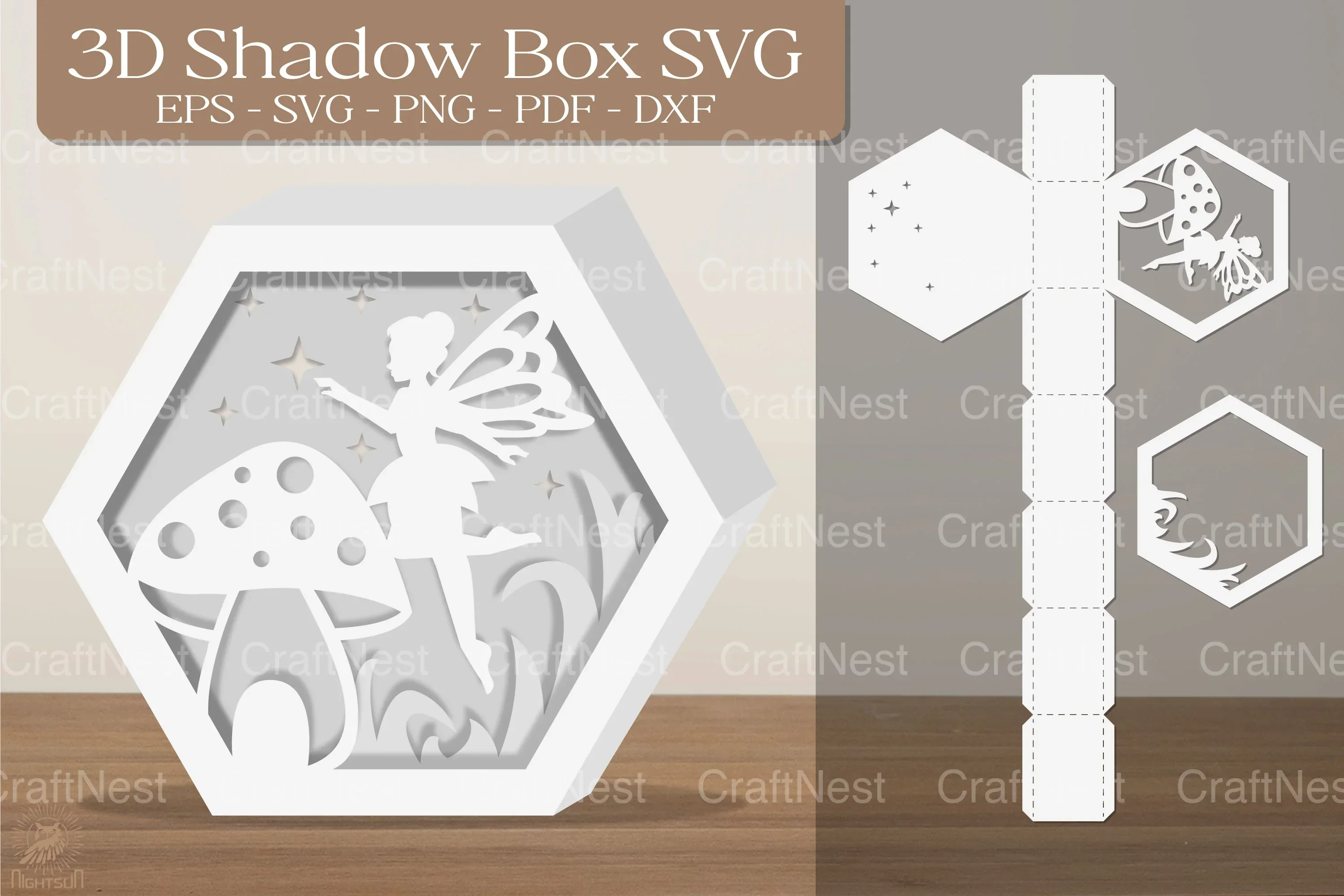 Fairy and Mushroom 3D Shadow Box SVG Bundle
