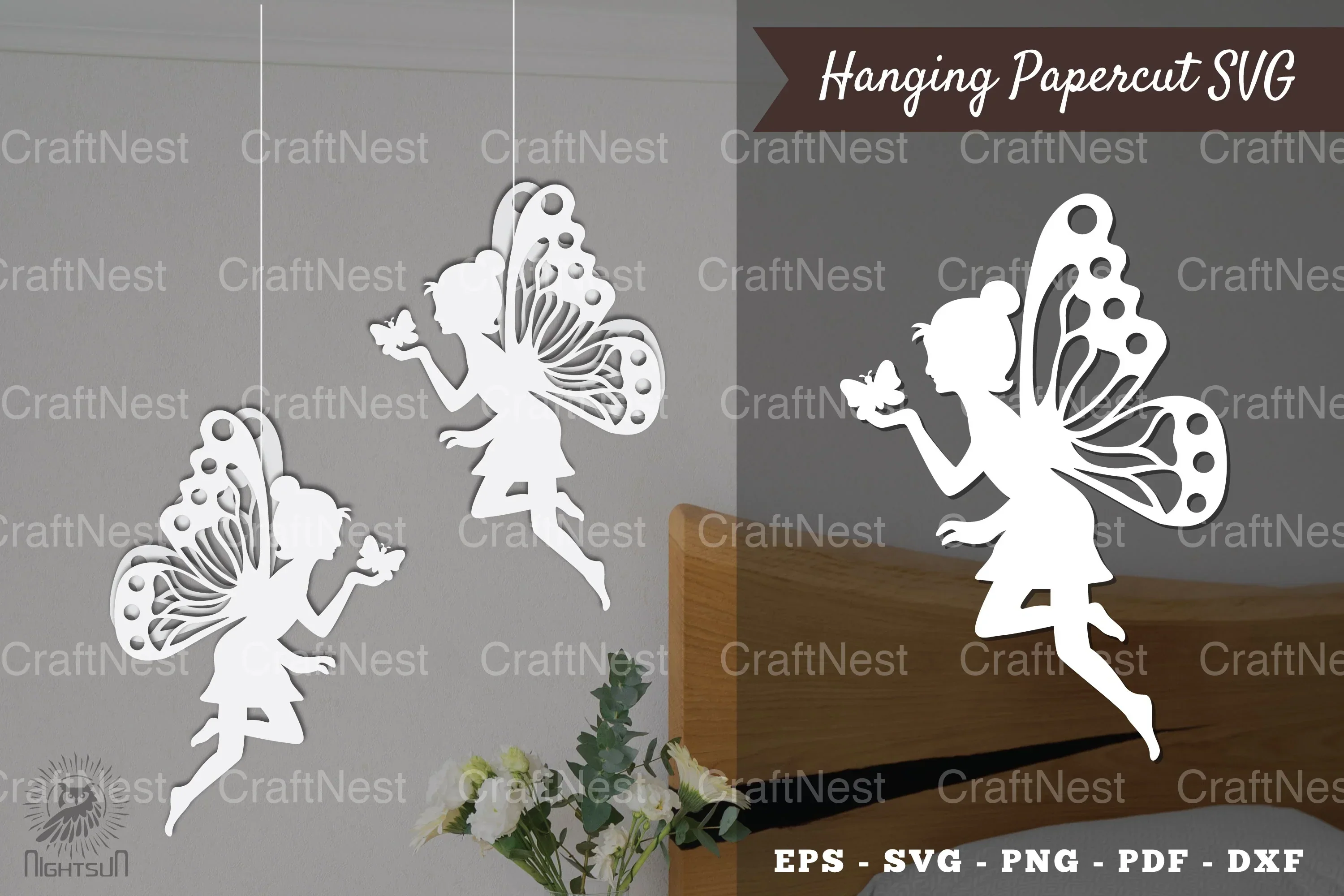 Fairy Hanging Papercut Clipart Bundle