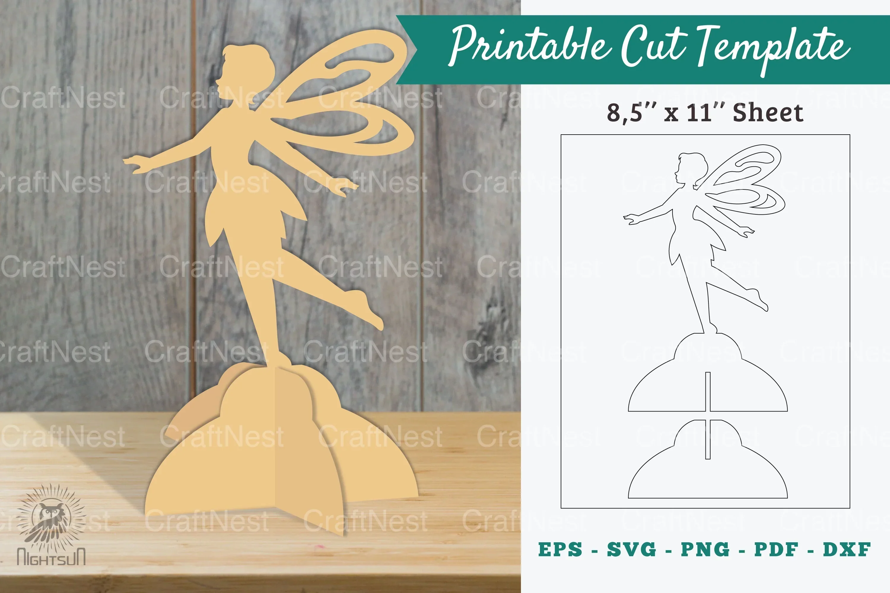 Fairy Printable Cut Template Clipart Bundle