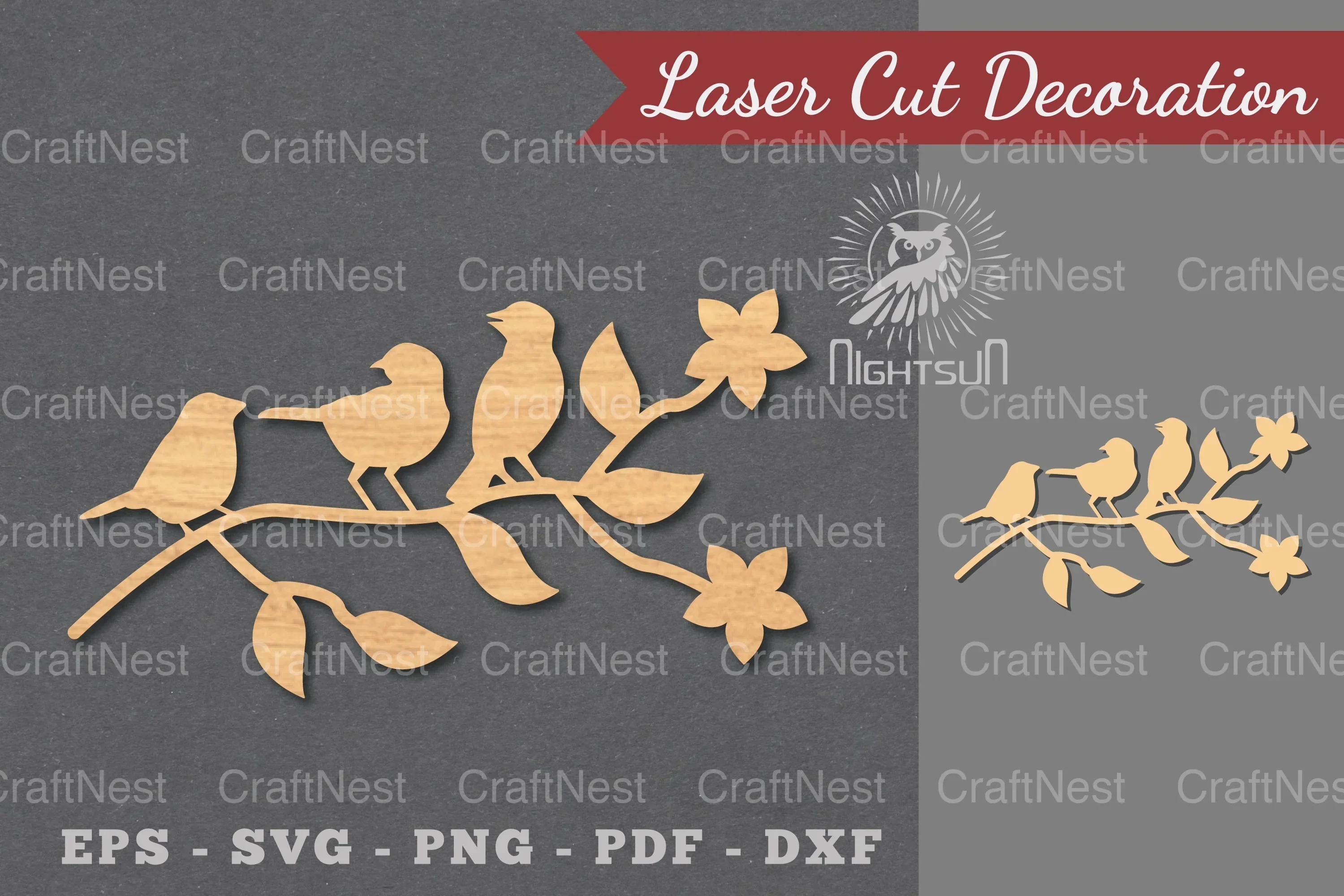 Family Bird Laser Cut Decoration Clipart Bundle
