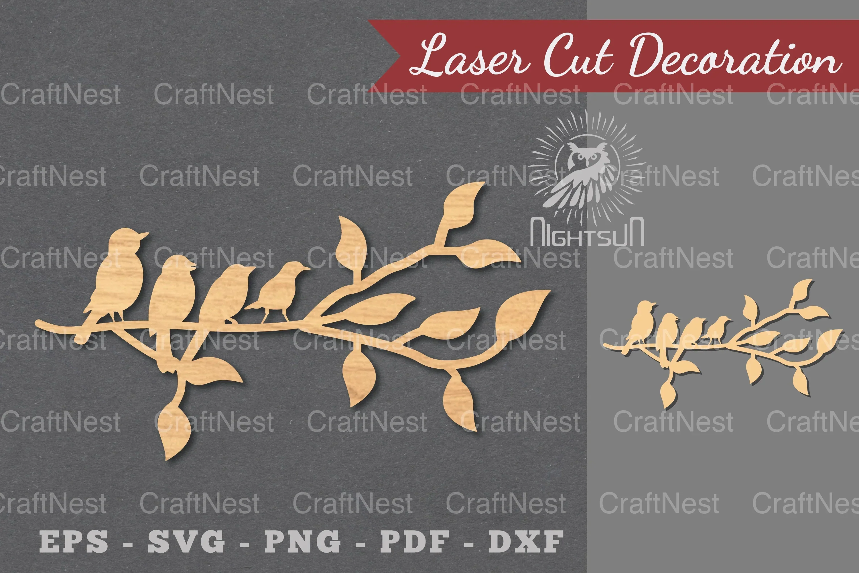 Family Bird Laser Cut Decoration Clipart Bundle