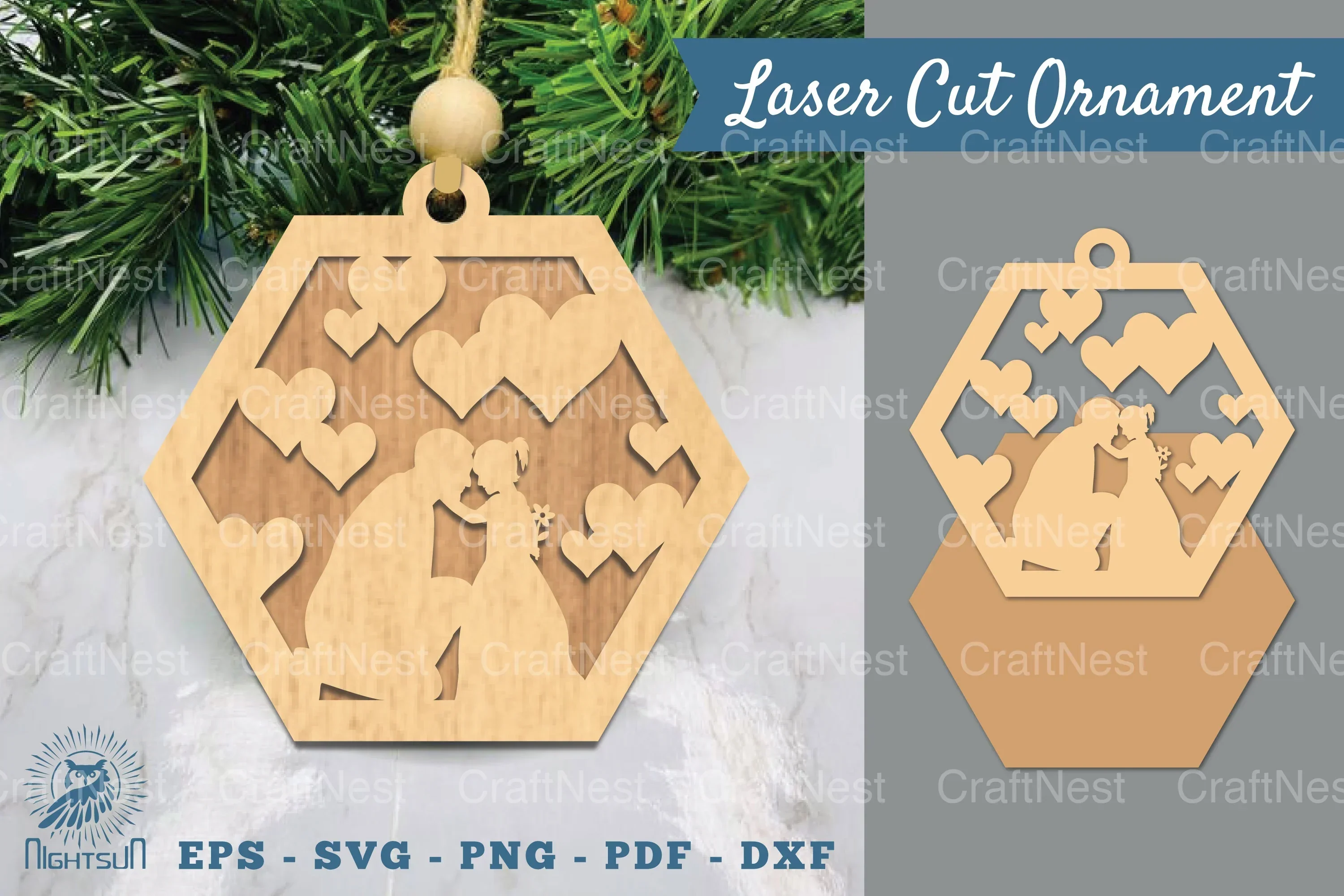 Father and Daughter Laser Cut Ornament Clipart Bundle