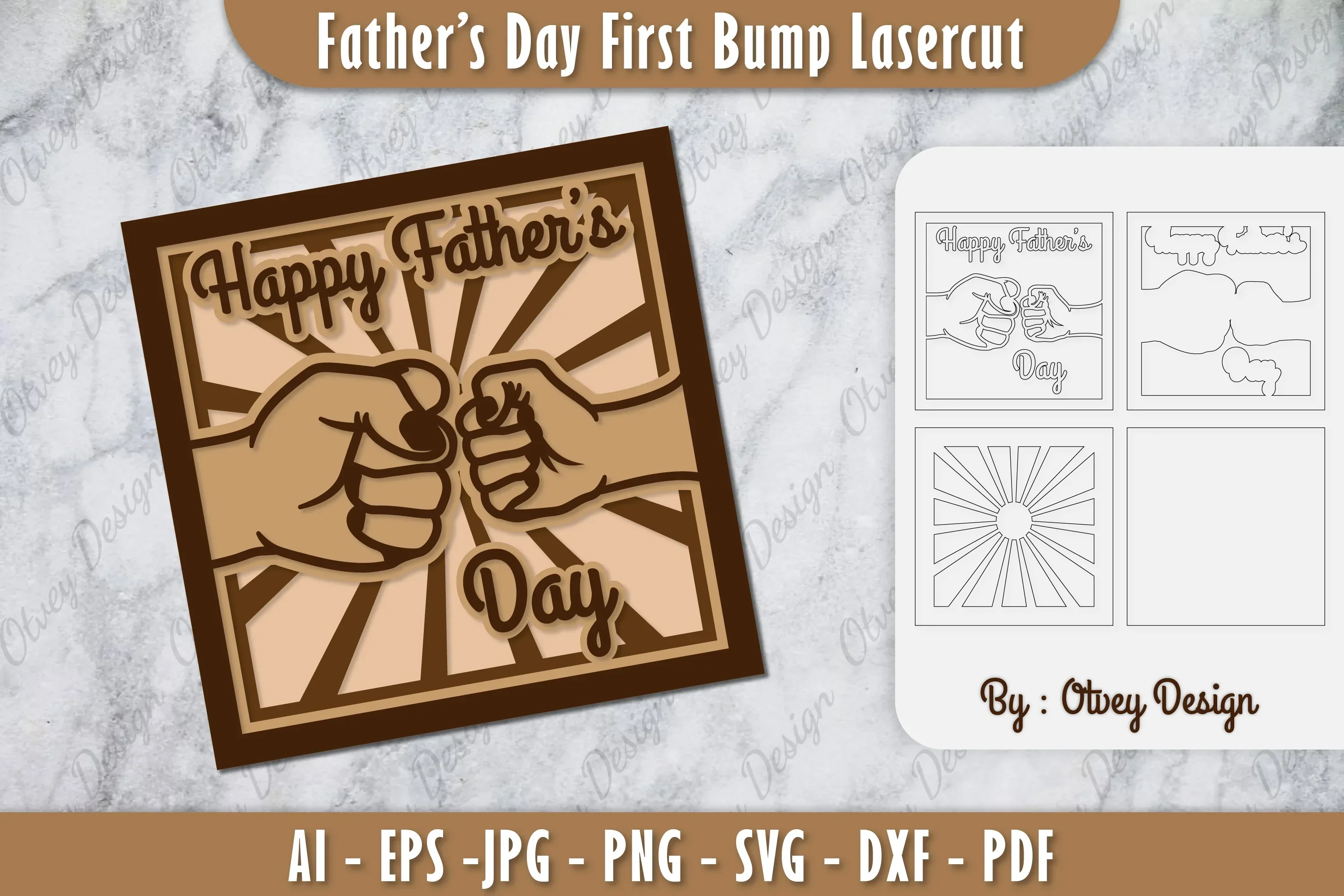 Father's Day Fist Bump Layered Laser Cut SVG Bundle