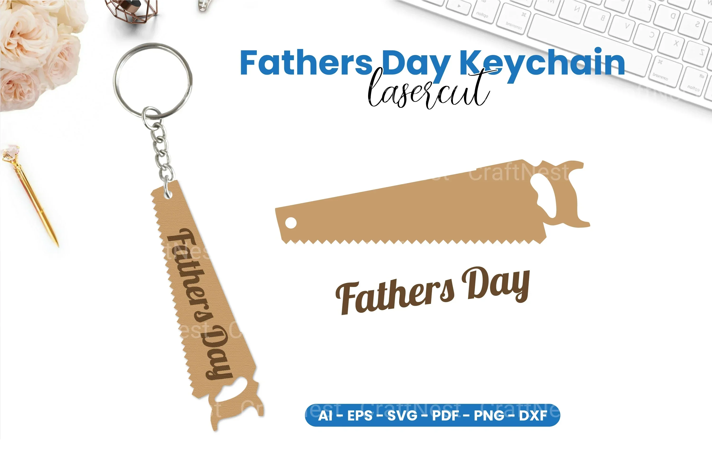 Father's Day Keychain Laser Cut SVG Bundle
