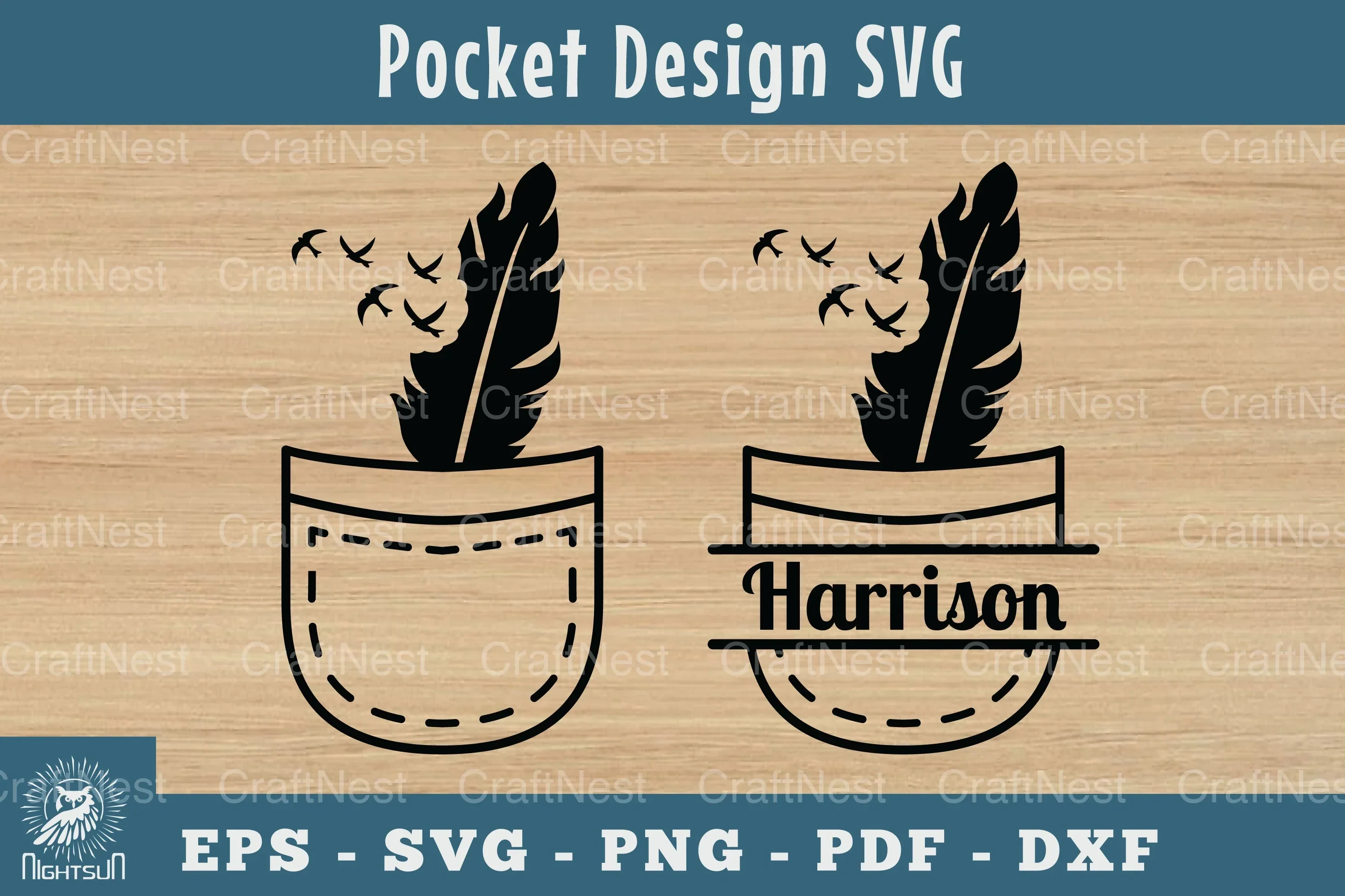 Feather in Pocket Silhouette Design Clipart Bundle