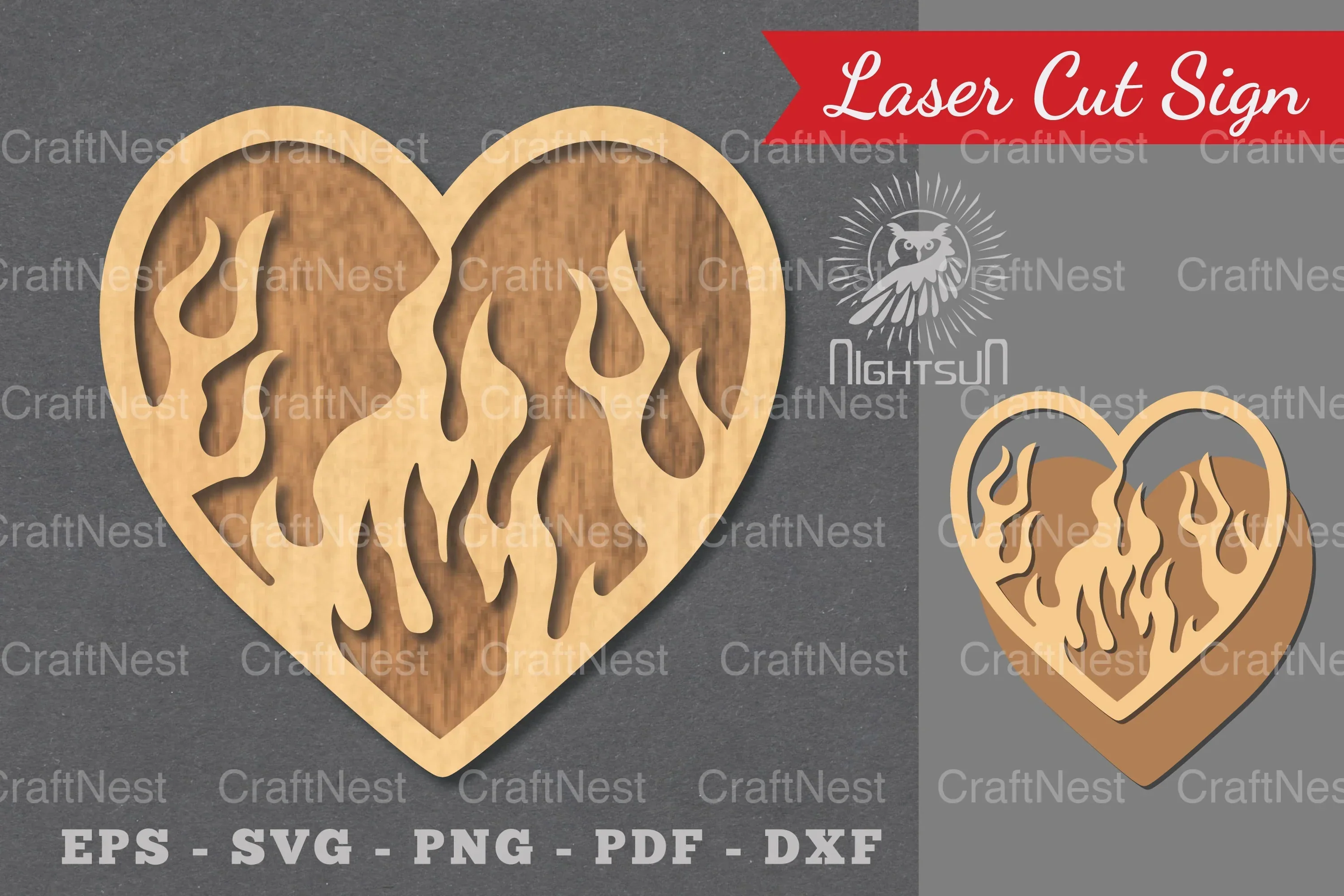 Fire Heart Laser Cut Decoration Clipart Bundle