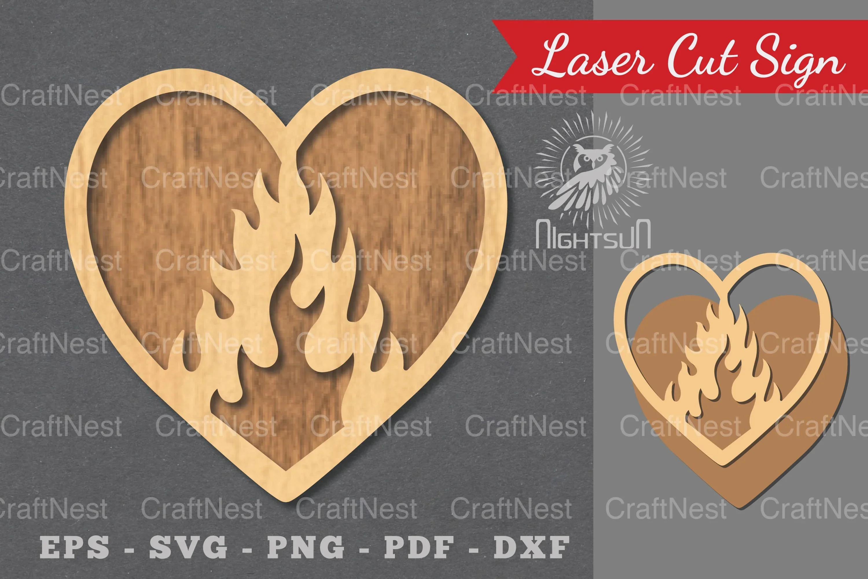 Fire Heart Laser Cut Decoration Clipart Bundle