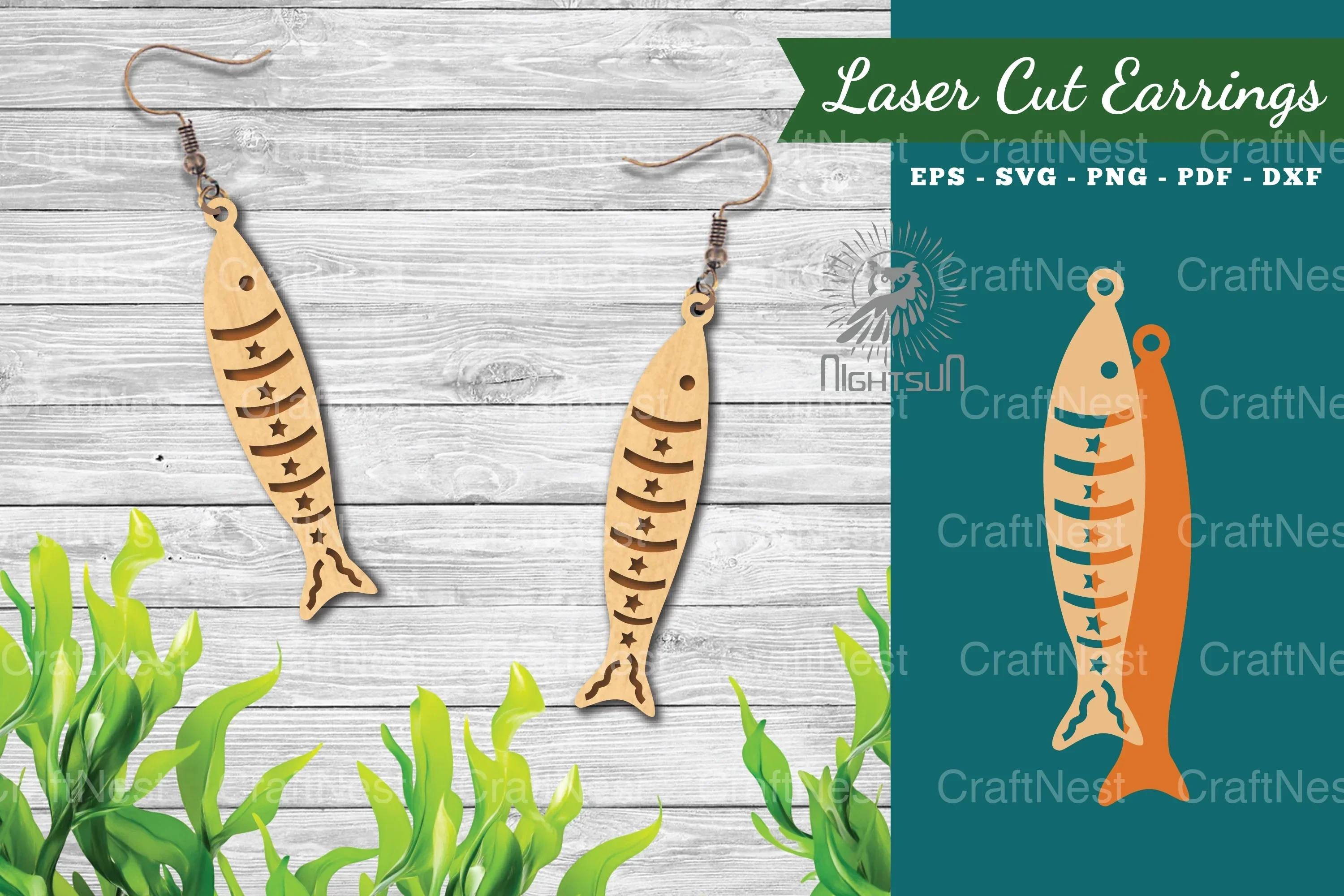 Fish Laser Cut Earrings Design Bundle