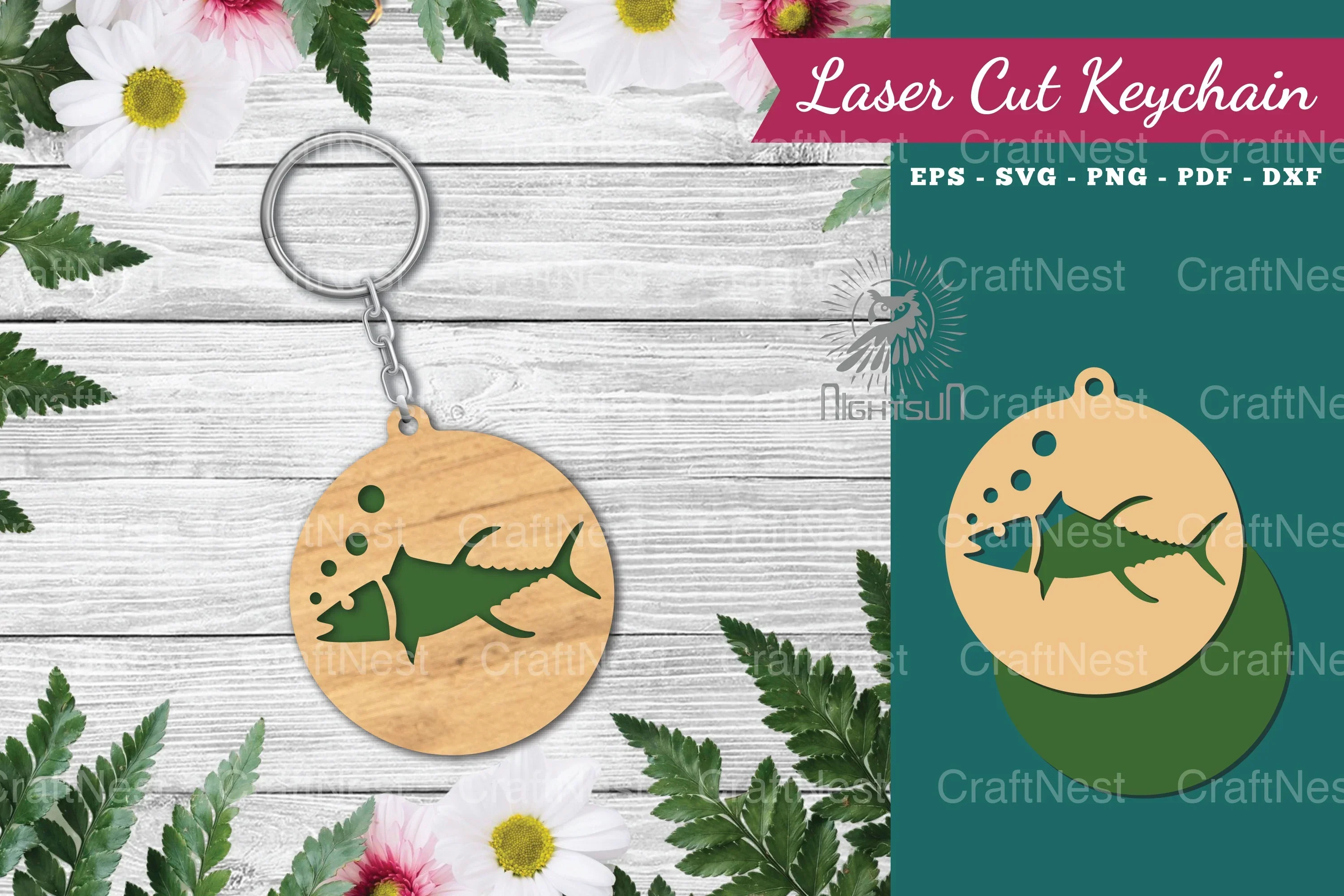 Fish Laser Cut Keychain Design Bundle