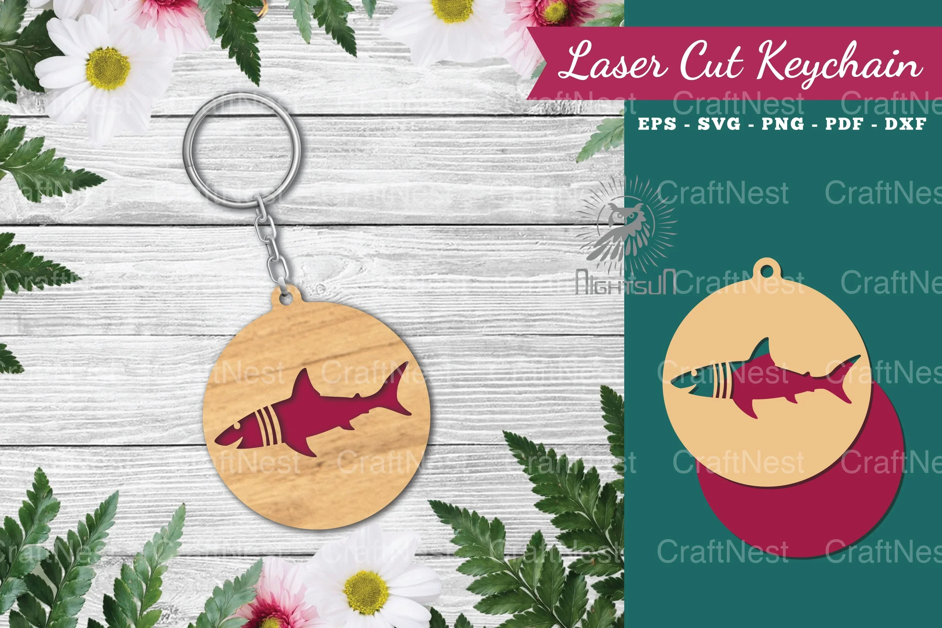 Fish Laser Cut Keychain Design Bundle