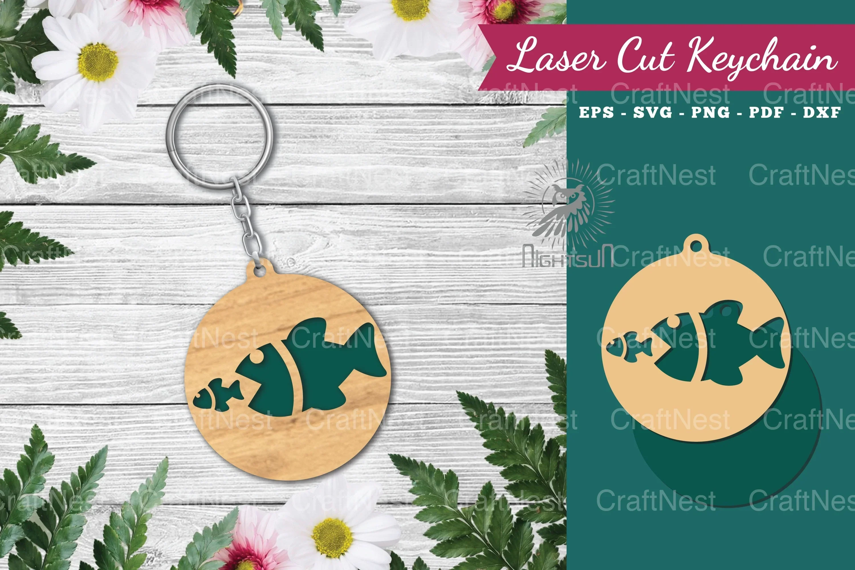 Fish Laser Cut Keychain Design Bundle