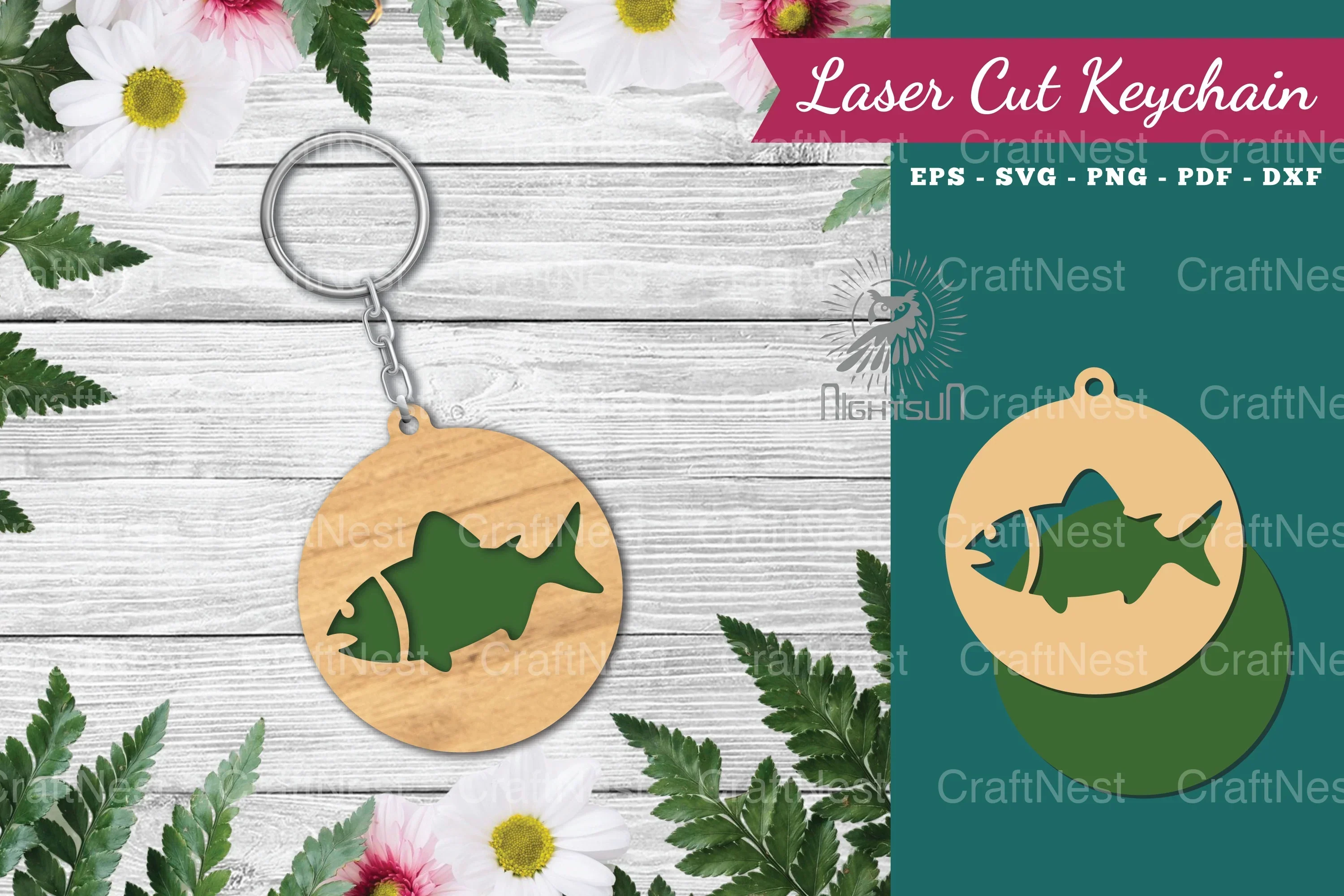 Fish Laser Cut Keychain Design Bundle
