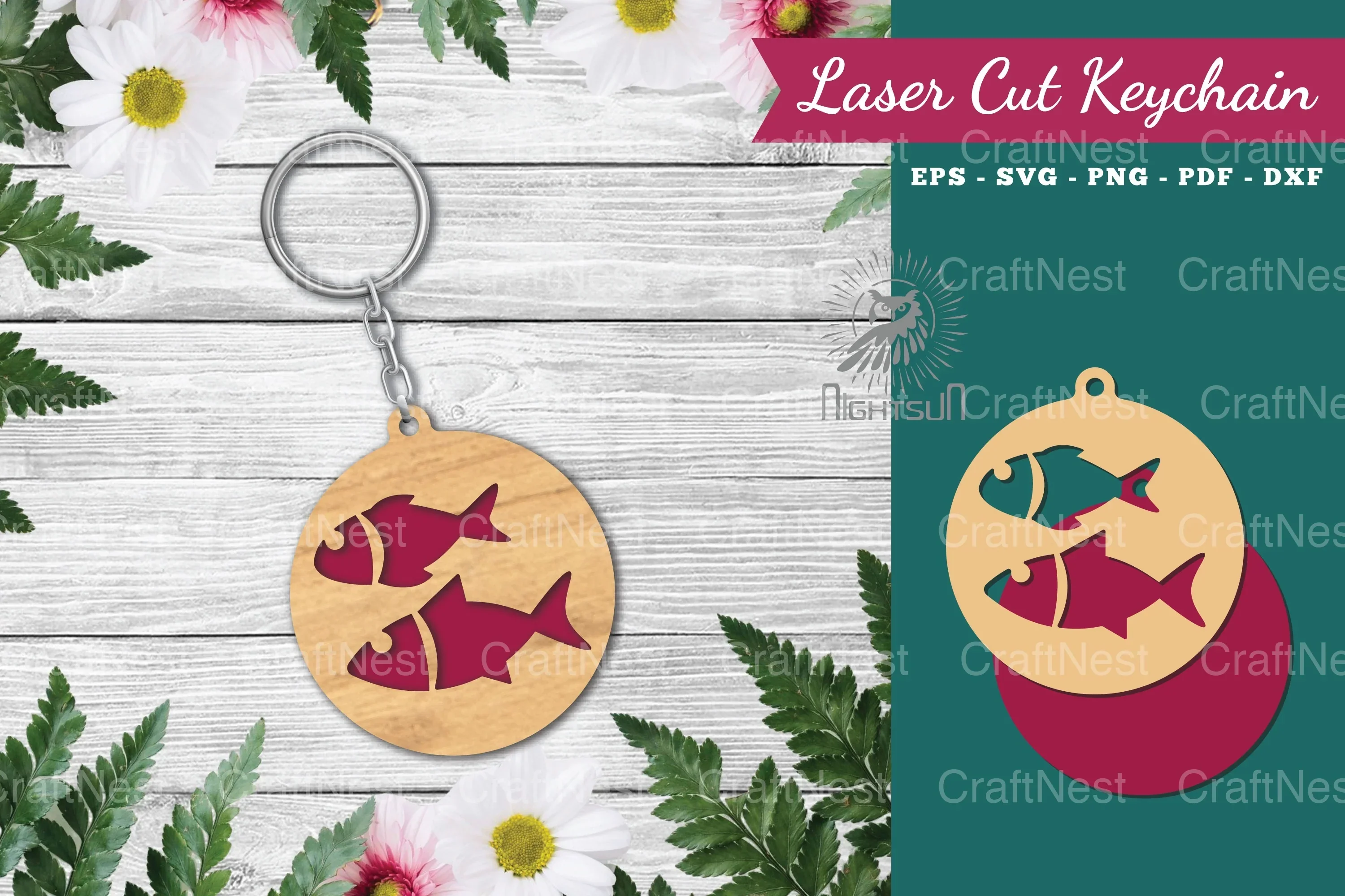 Fish Laser Cut Keychain Design Bundle