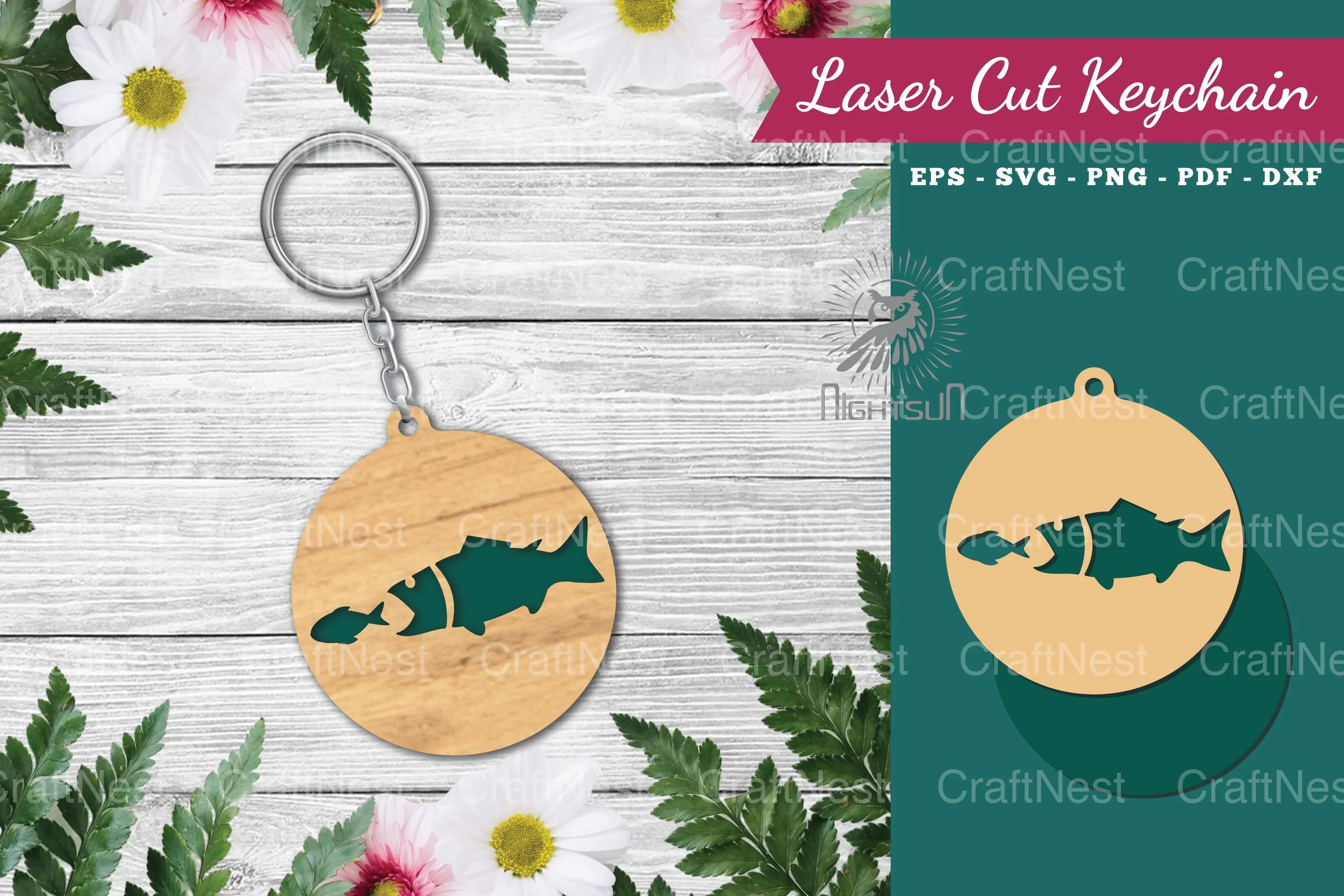 Fish Laser Cut Keychain Design Bundle