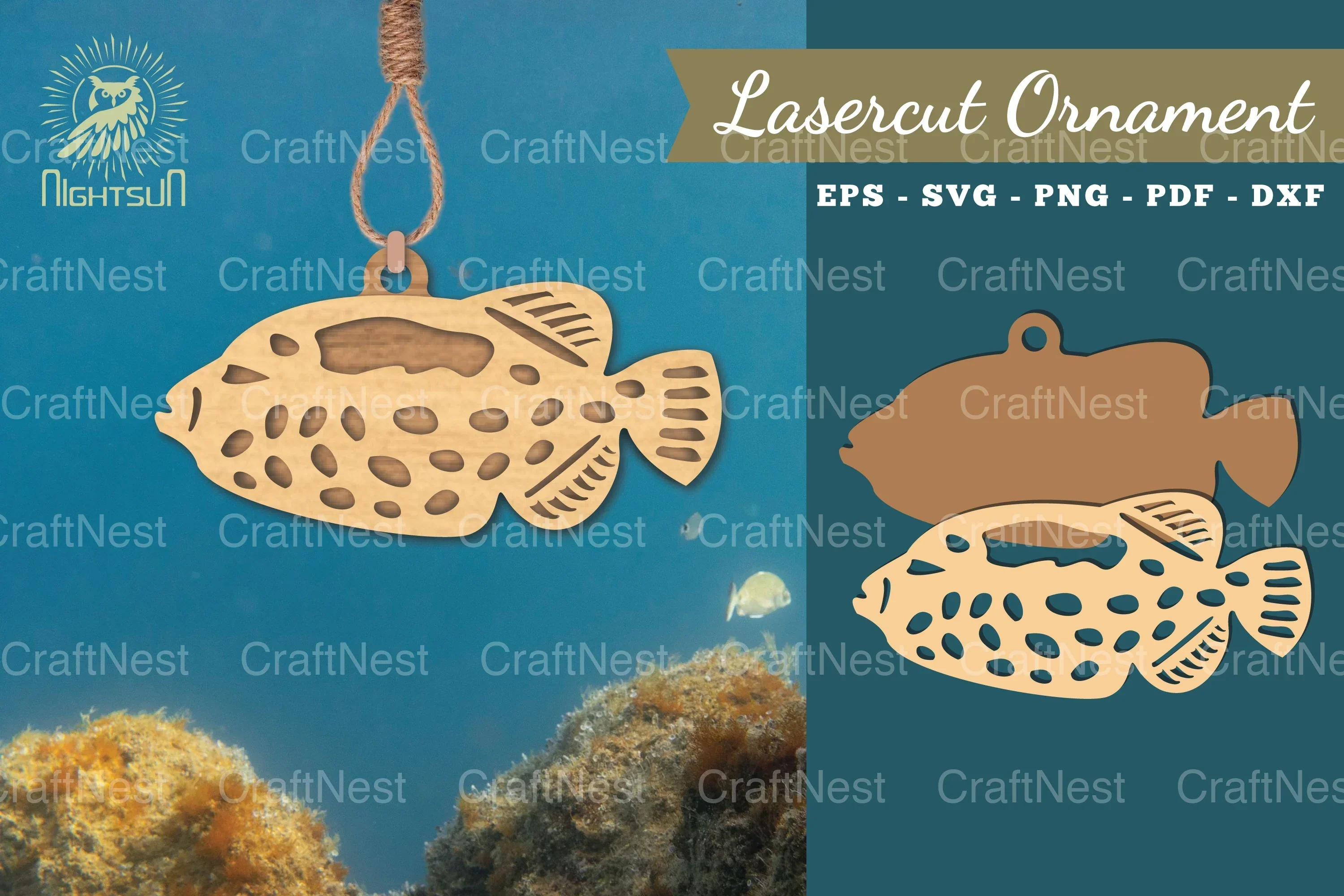 Fish Laser Cut Ornament Clipart Bundle