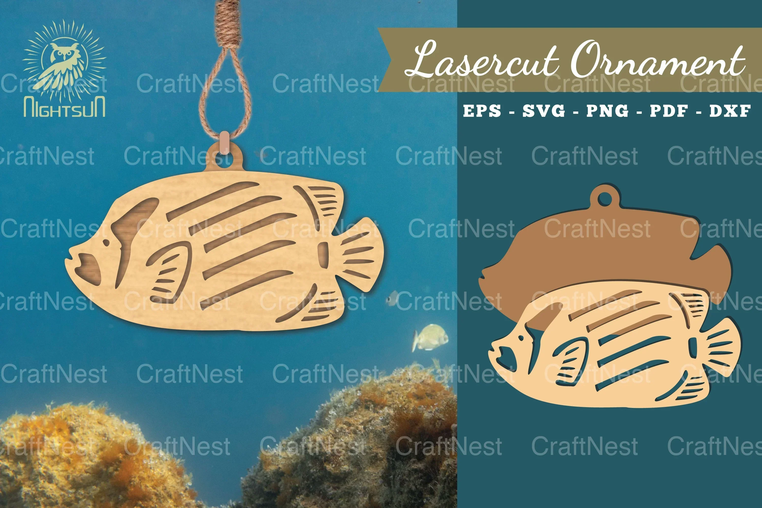 Fish Laser Cut Ornament Clipart Bundle