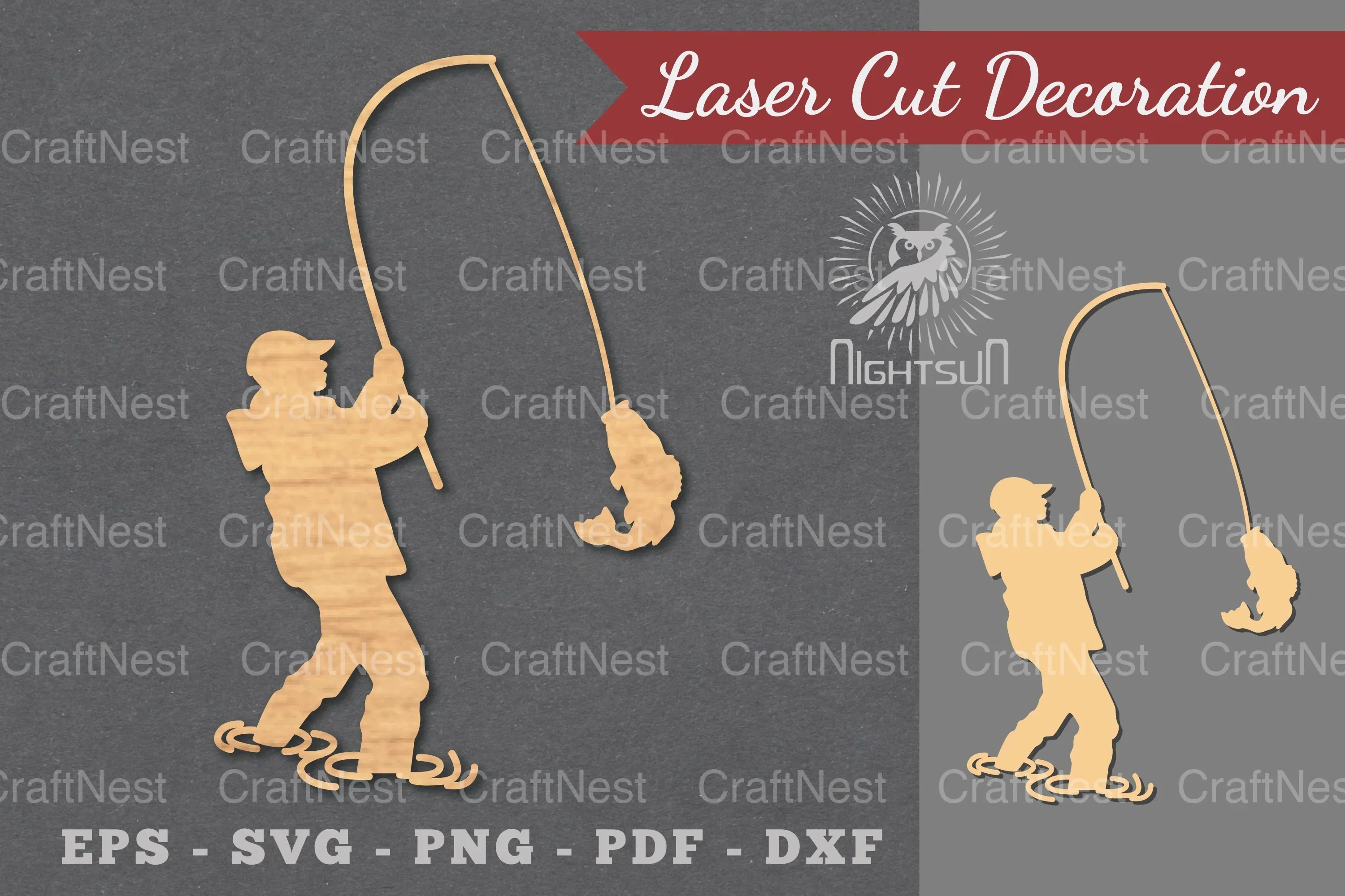 Fishing Laser Cut Decoration Clipart Bundle