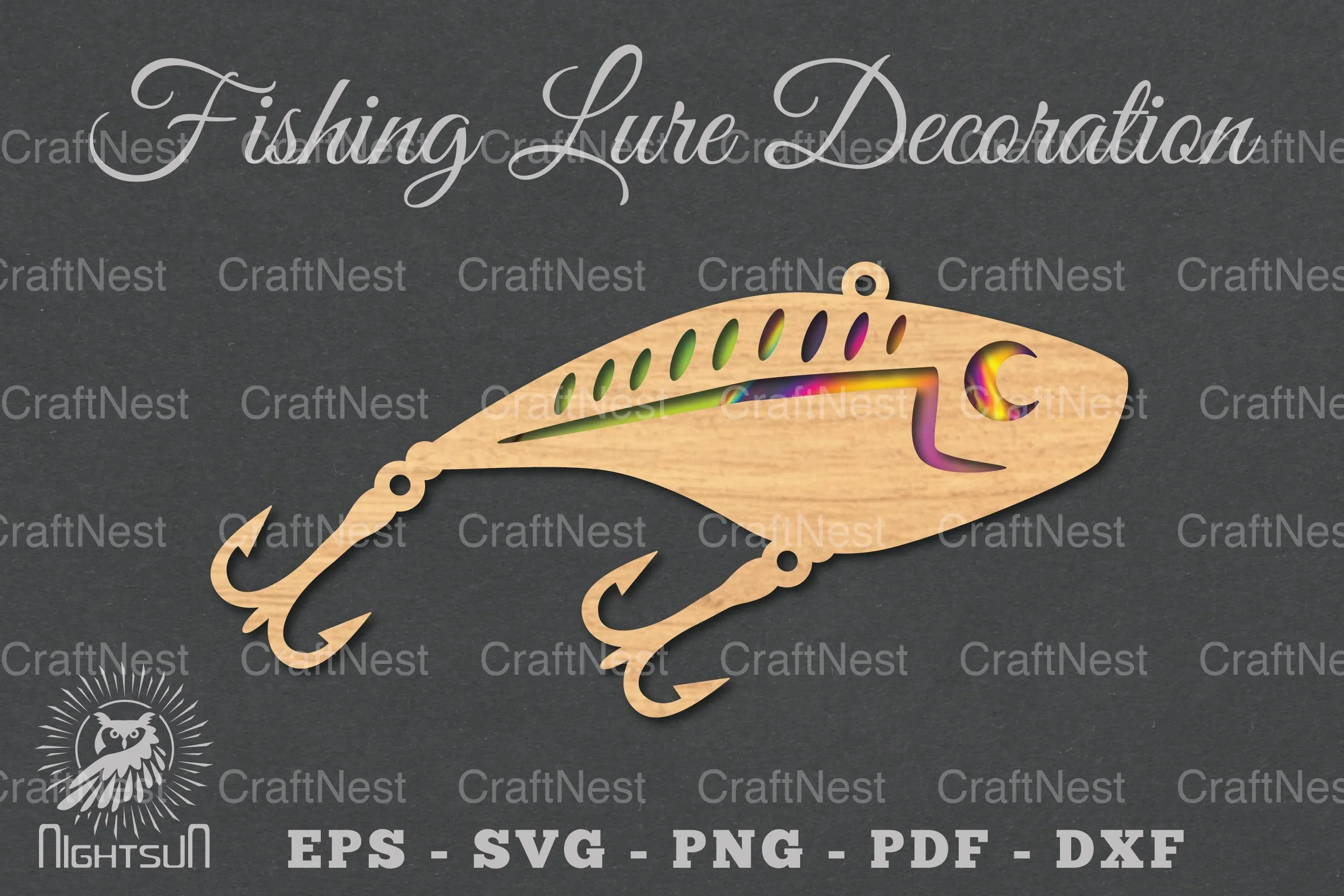 Fishing Lure Laser Cut Decoration Clipart Bundle