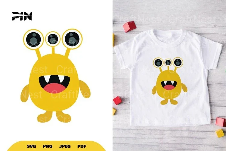Flat Illustration Cute Monster Character Clipart Bundle