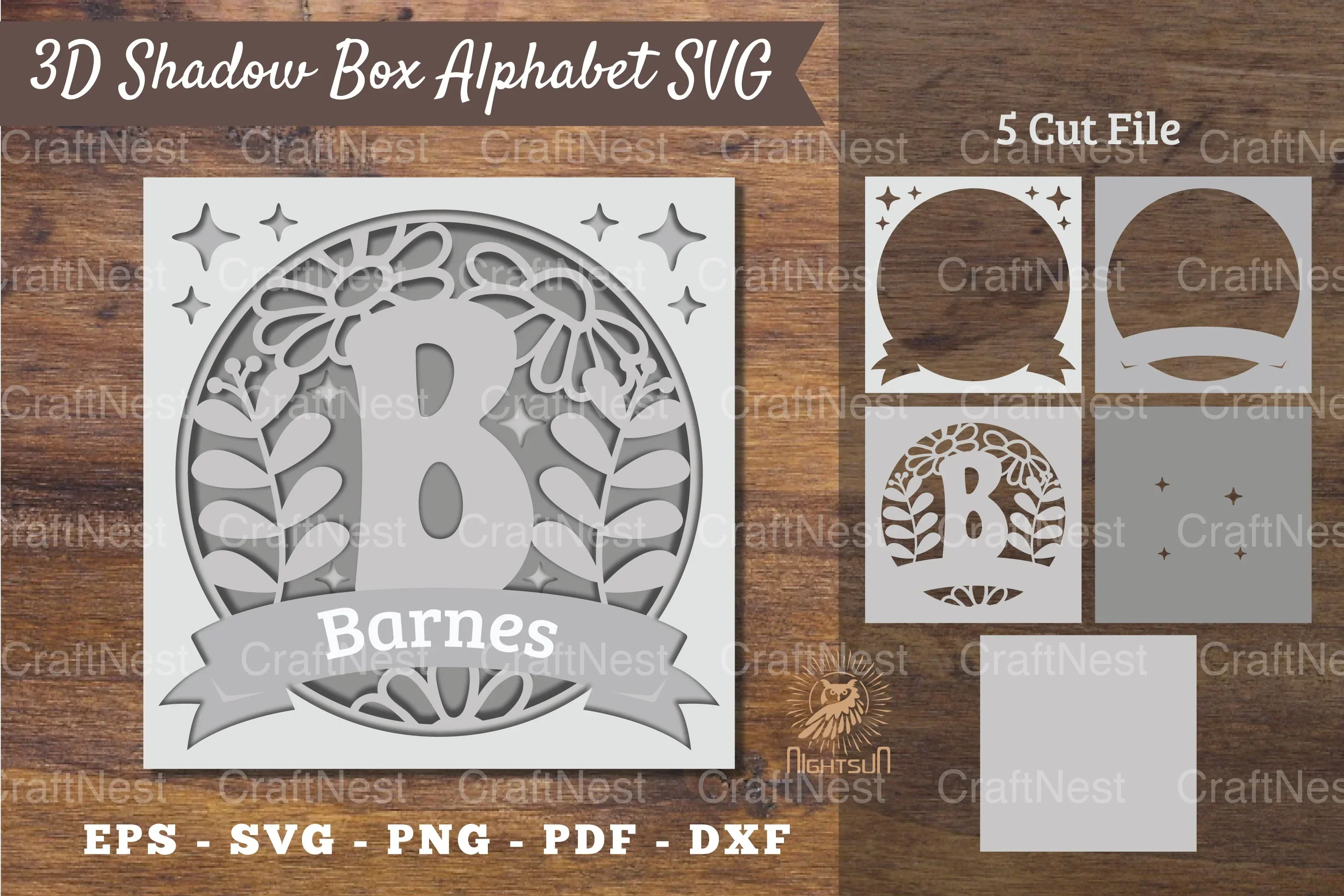 Floral Alphabet Shadow Box - Letter B Clipart Bundle
