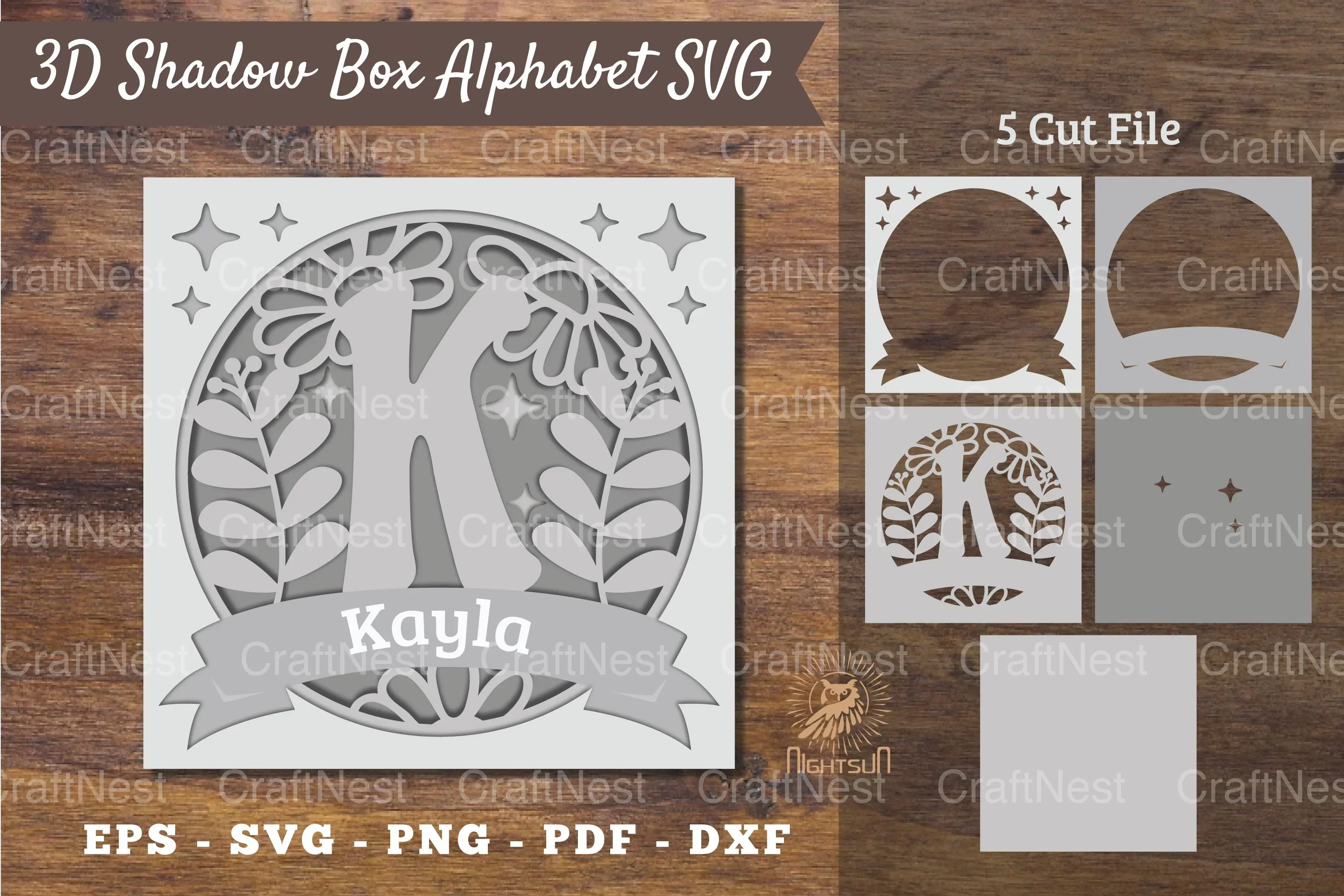 Floral Alphabet Shadow Box - Letter K Clipart Bundle