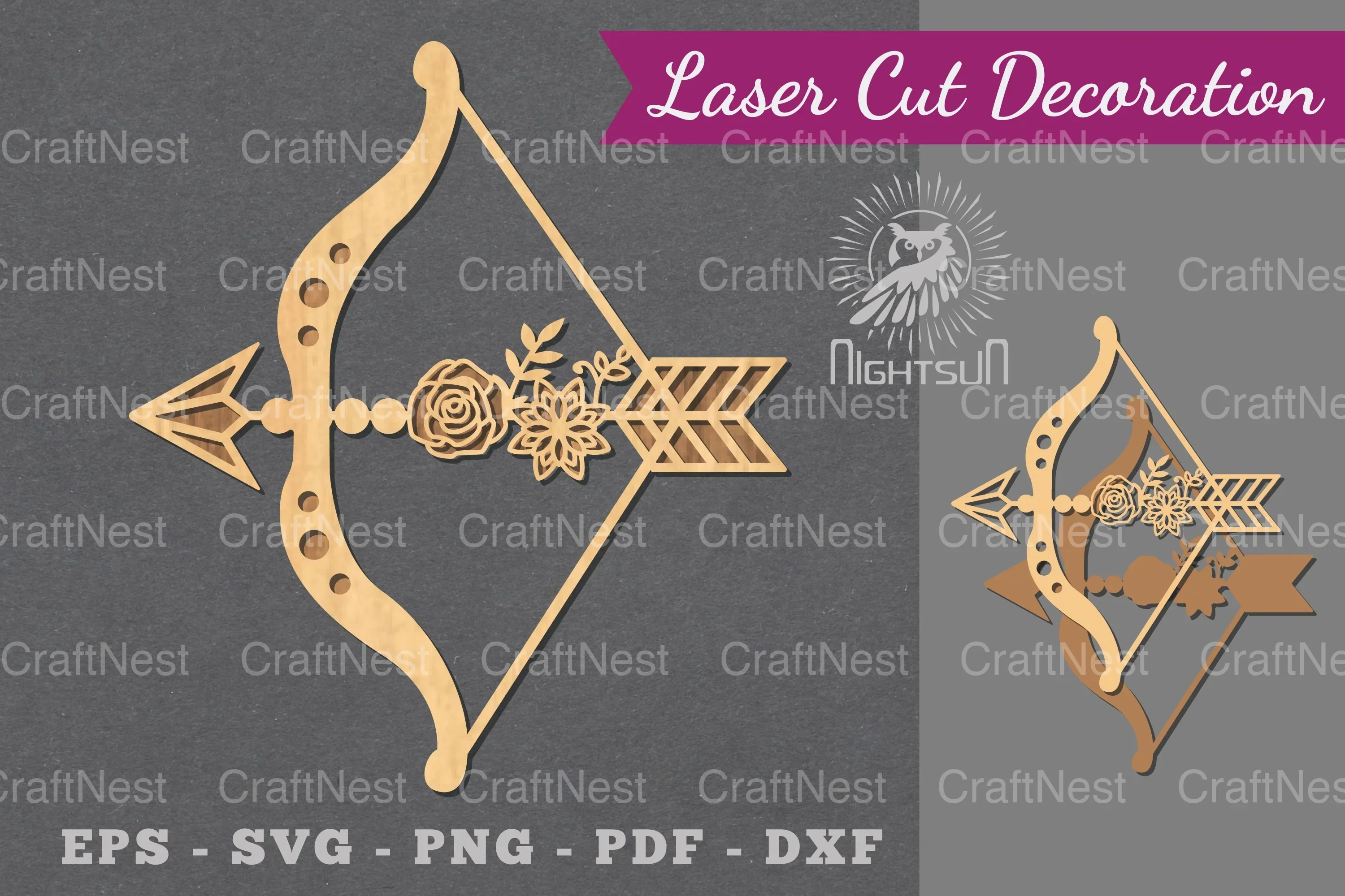Floral Arrow Laser Cut Decoration Clipart Bundle