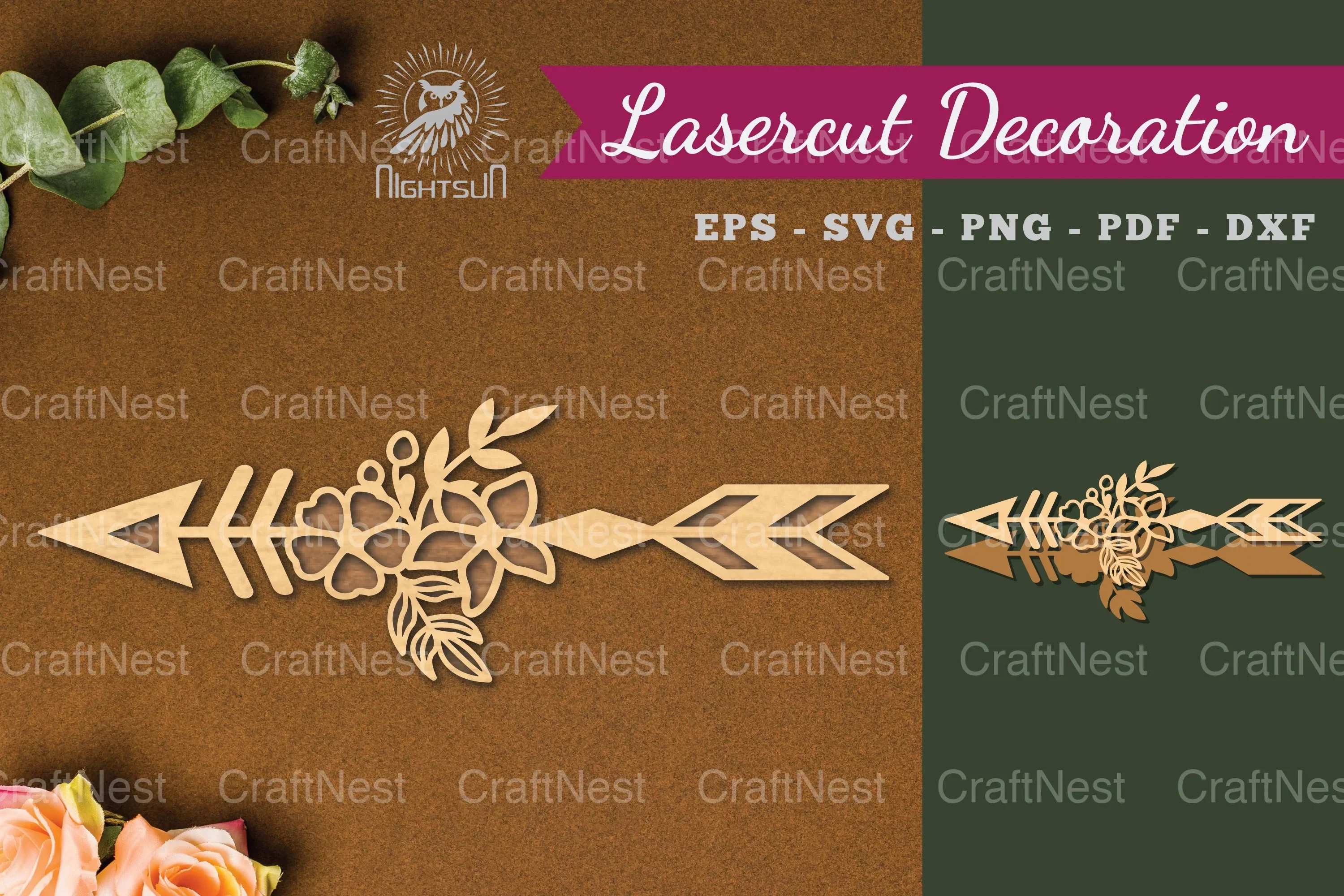 Floral Arrow Laser Cut Decoration Clipart Bundle