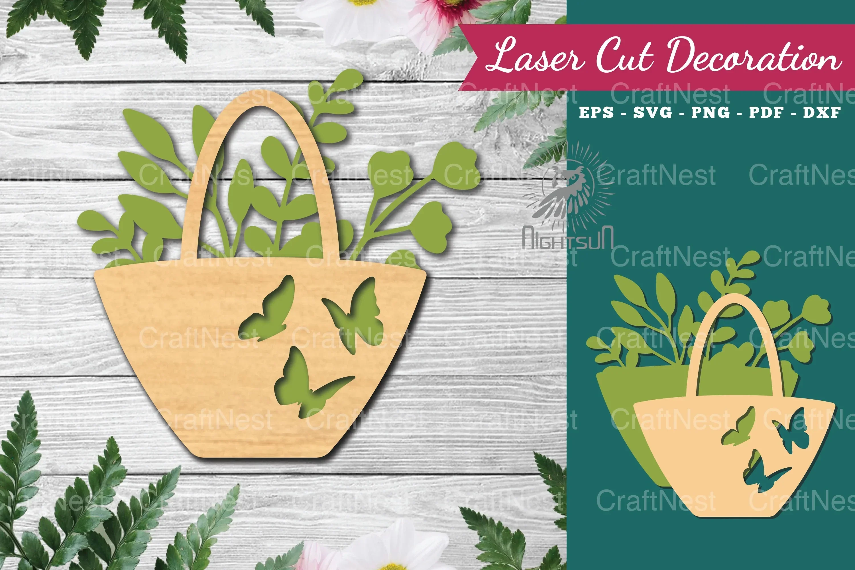 Floral Bag Laser Cut Decoration Clipart Bundle
