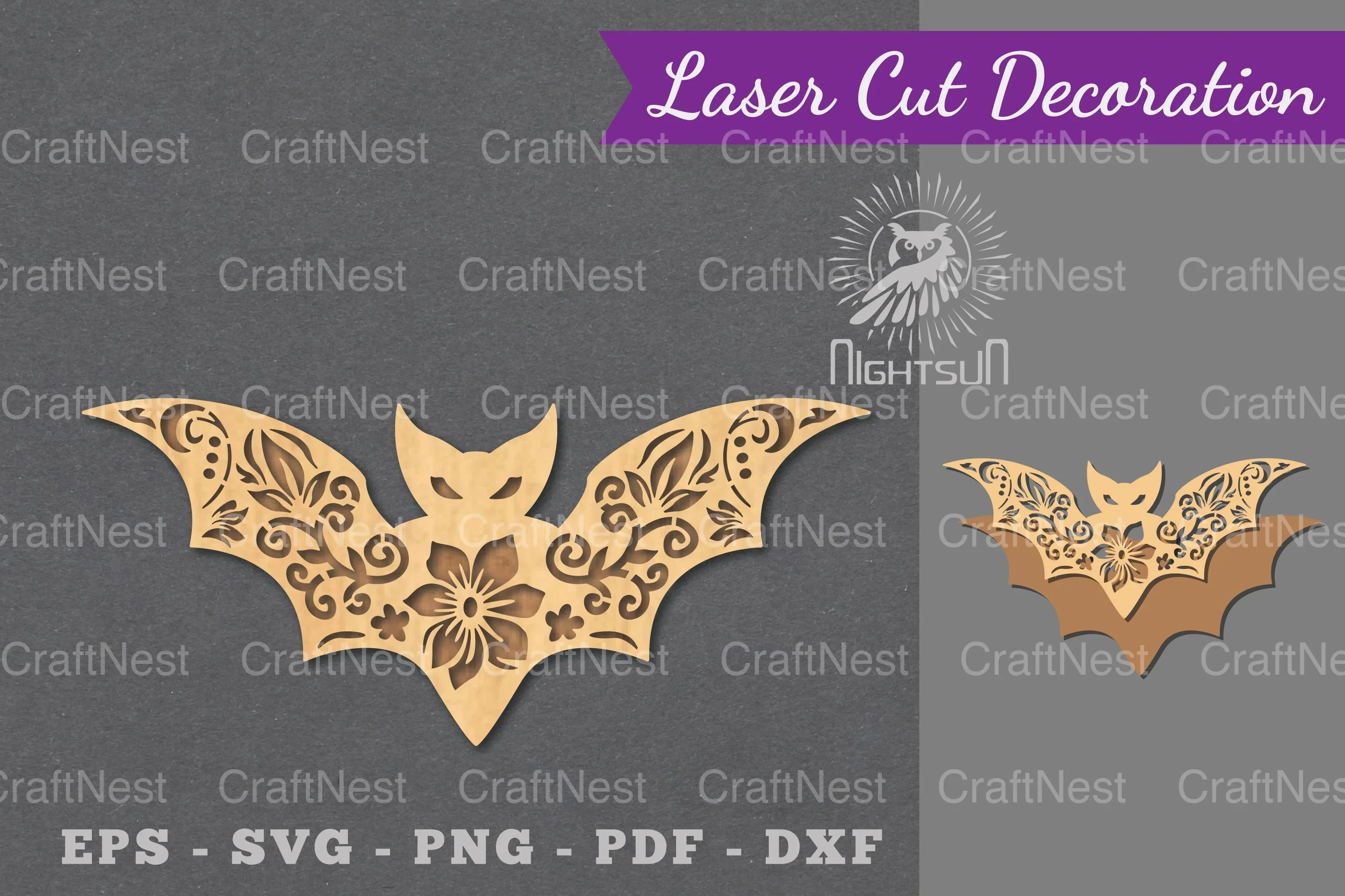 Floral Bat Laser Cut Decoration Clipart Bundle