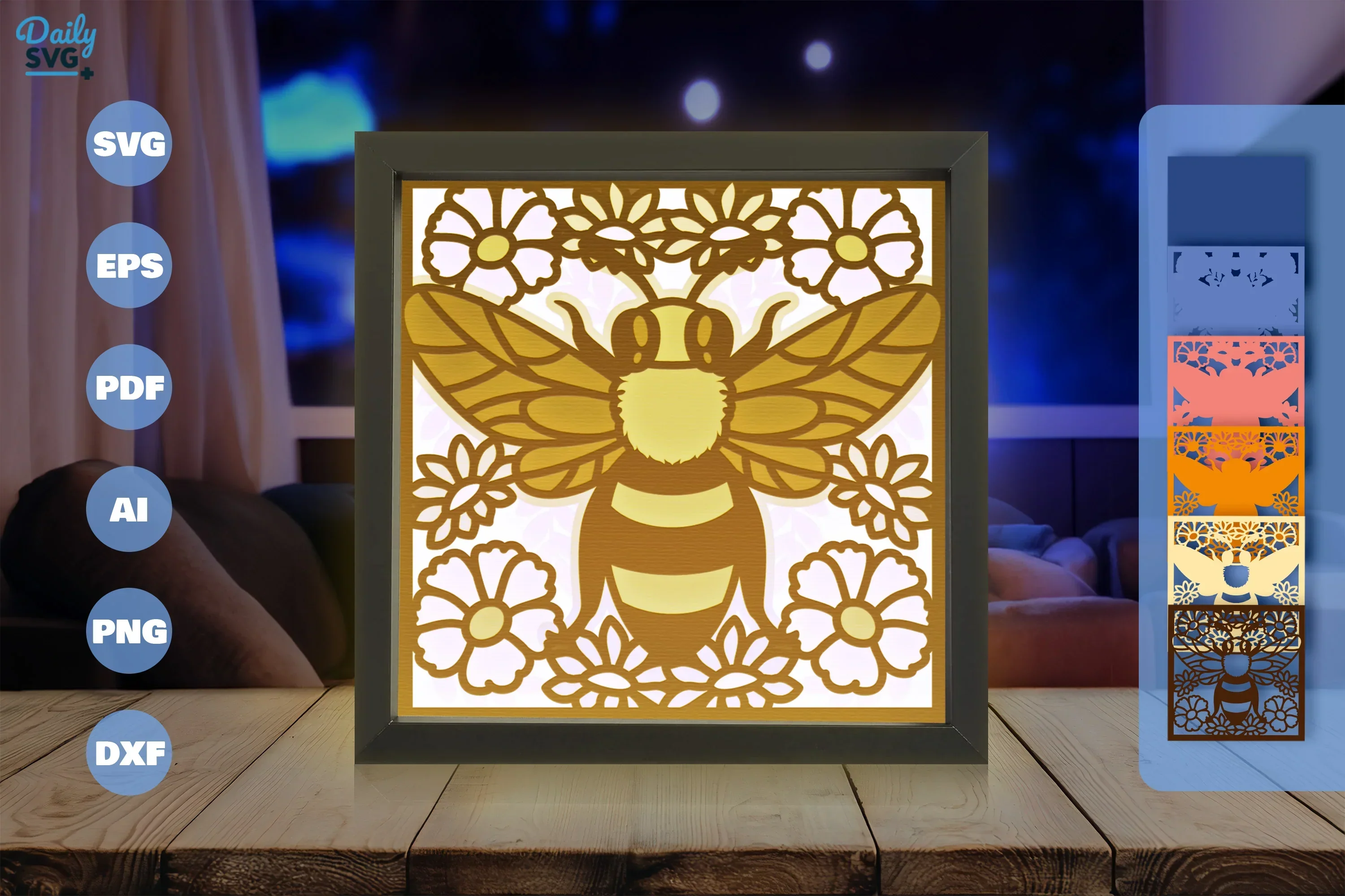 Floral Bee Papercut SVG Bundle - Image 3