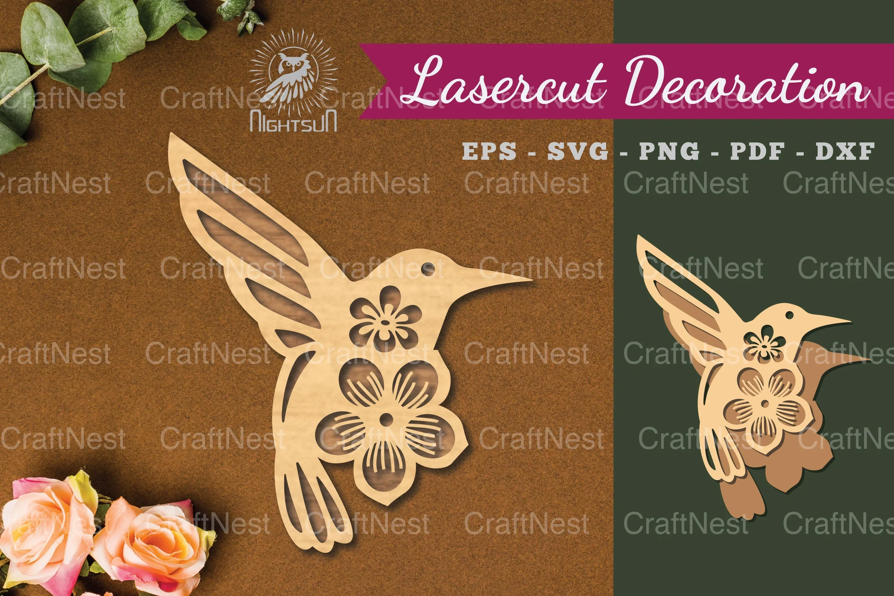 Floral Bird Laser Cut Decoration Clipart Bundle