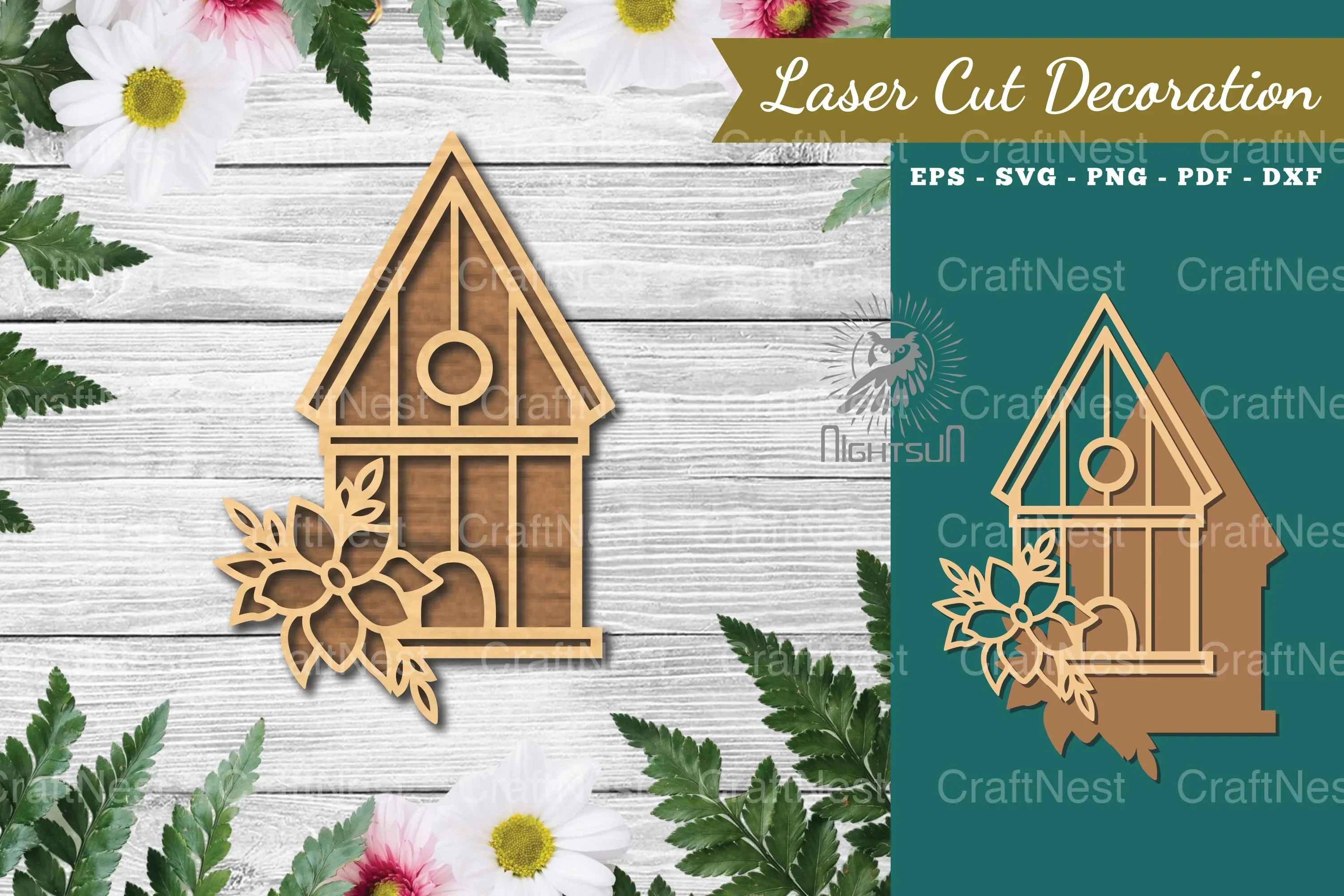 Floral Birdhouse Laser Cut Decoration Clipart Bundle
