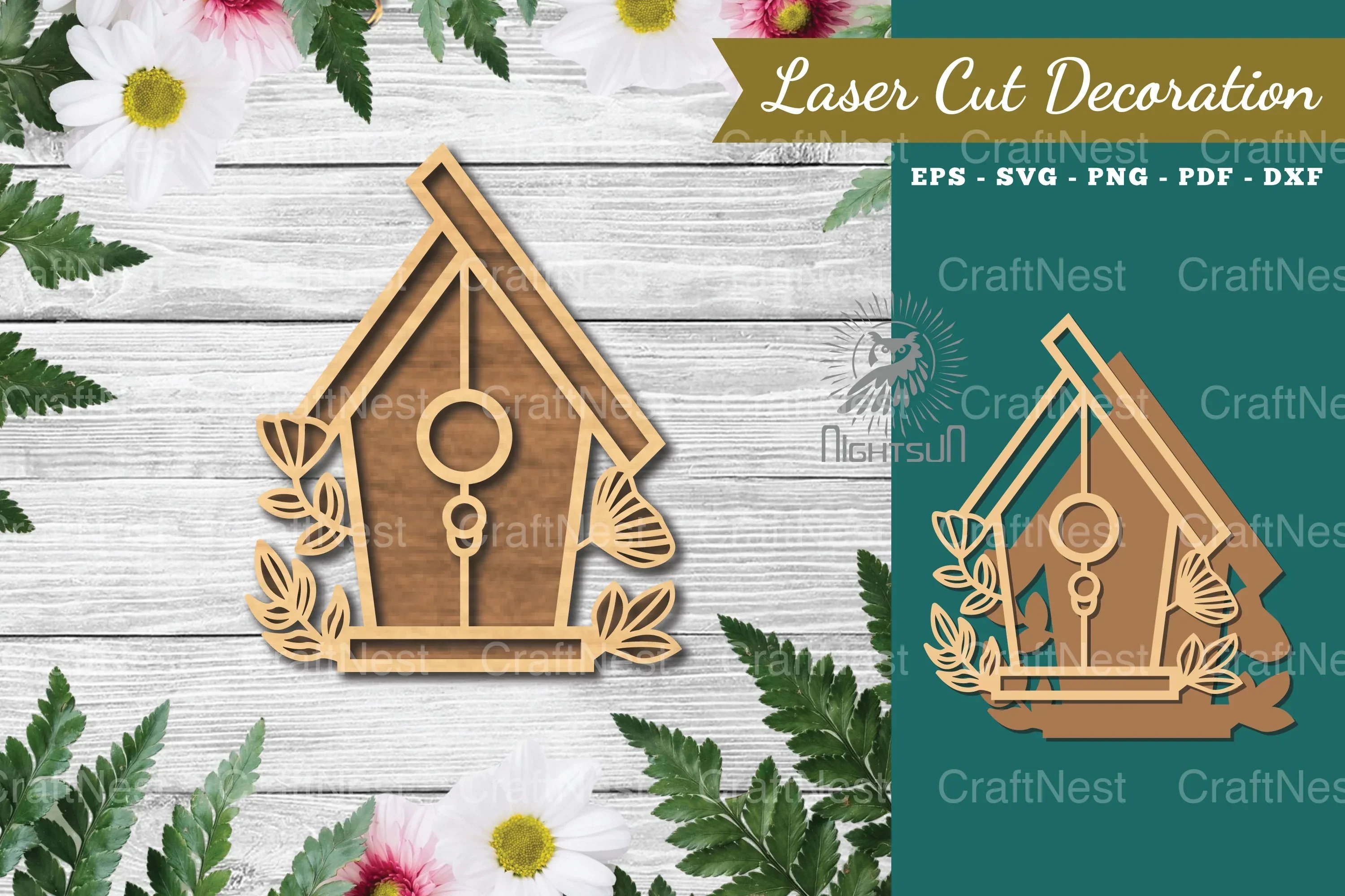 Floral Birdhouse Laser Cut Decoration Clipart Bundle