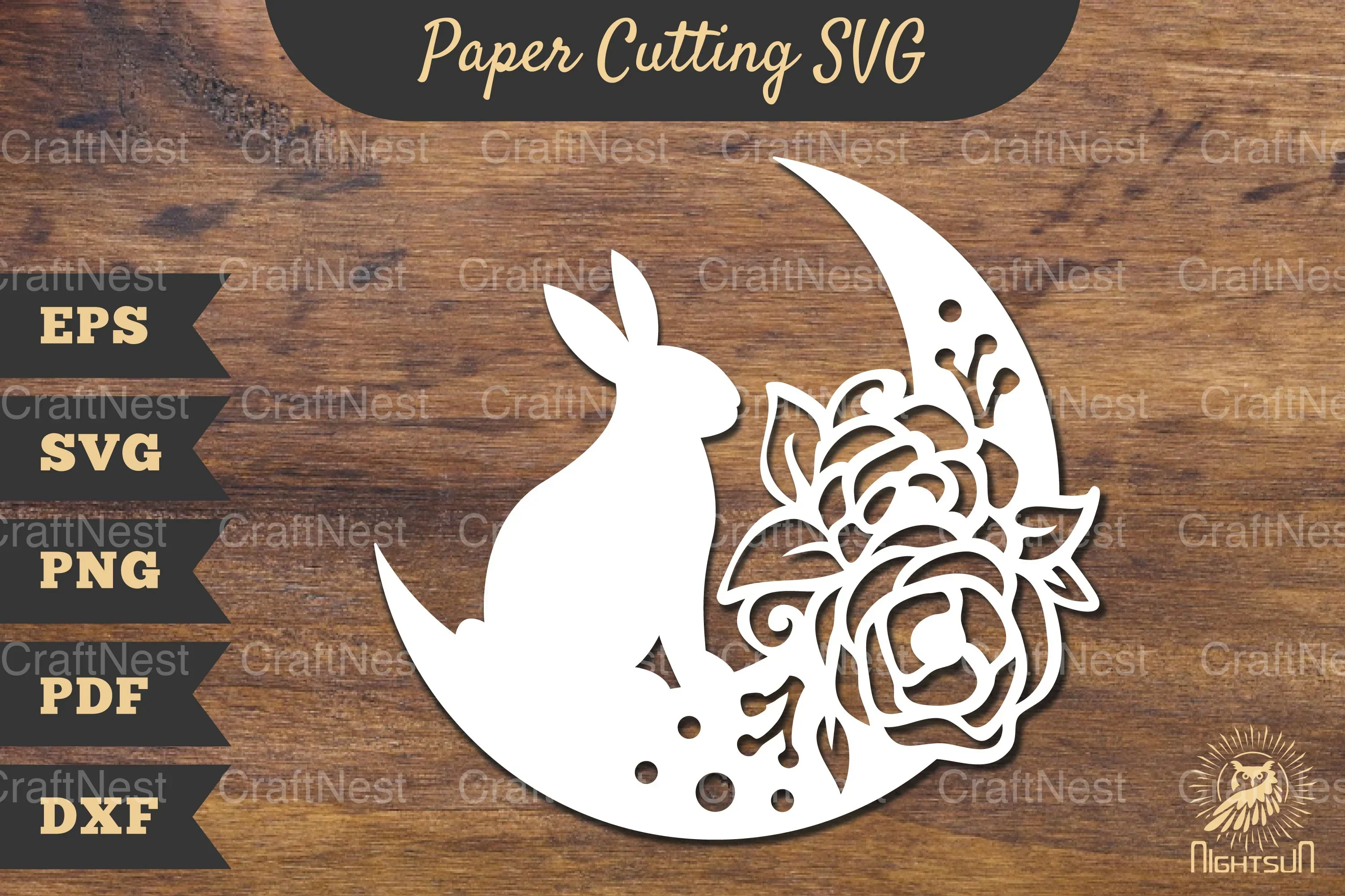 Floral Bunny and Moon Papercut SVG Bundle