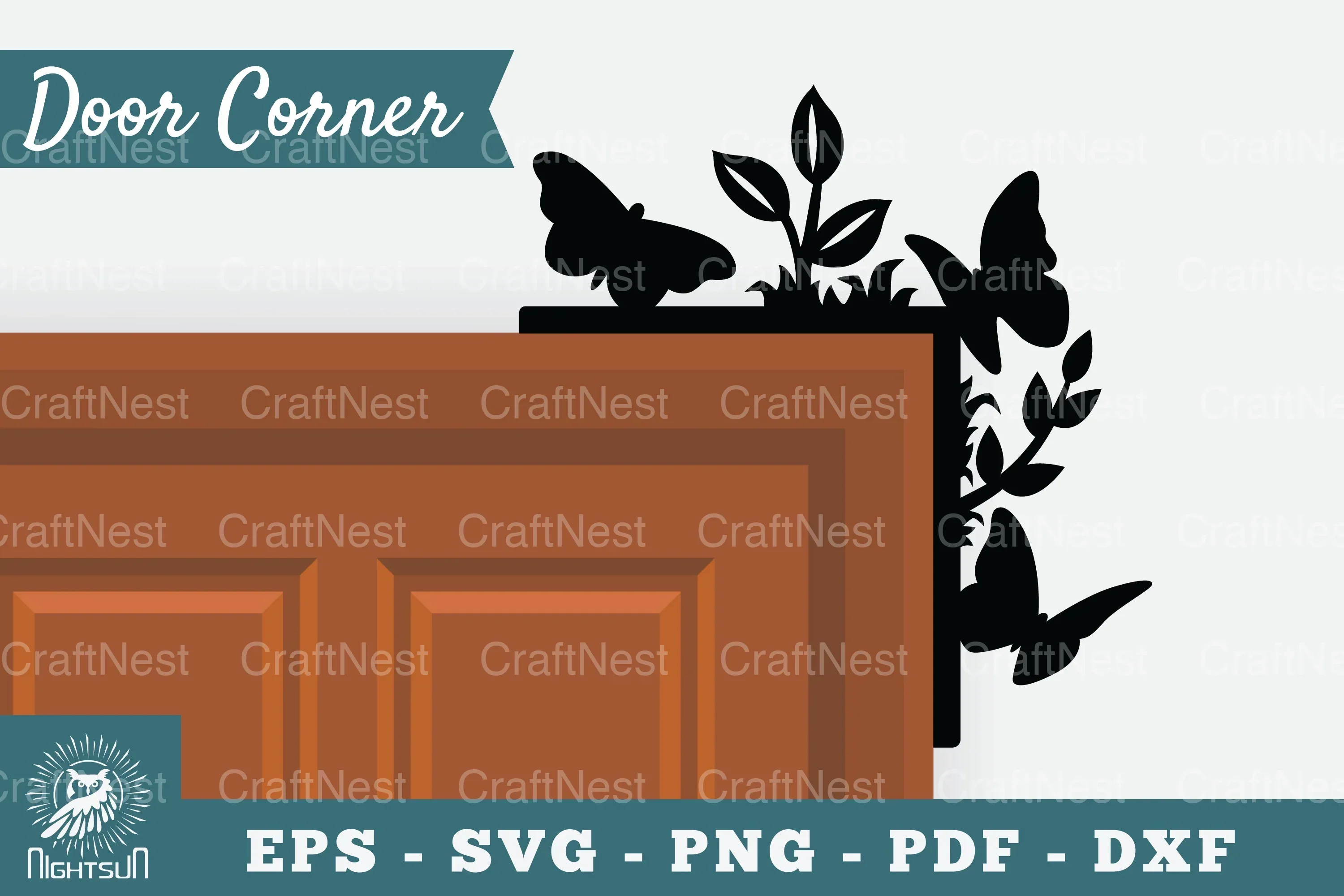 Floral Butterfly Door Corner Clipart Bundle