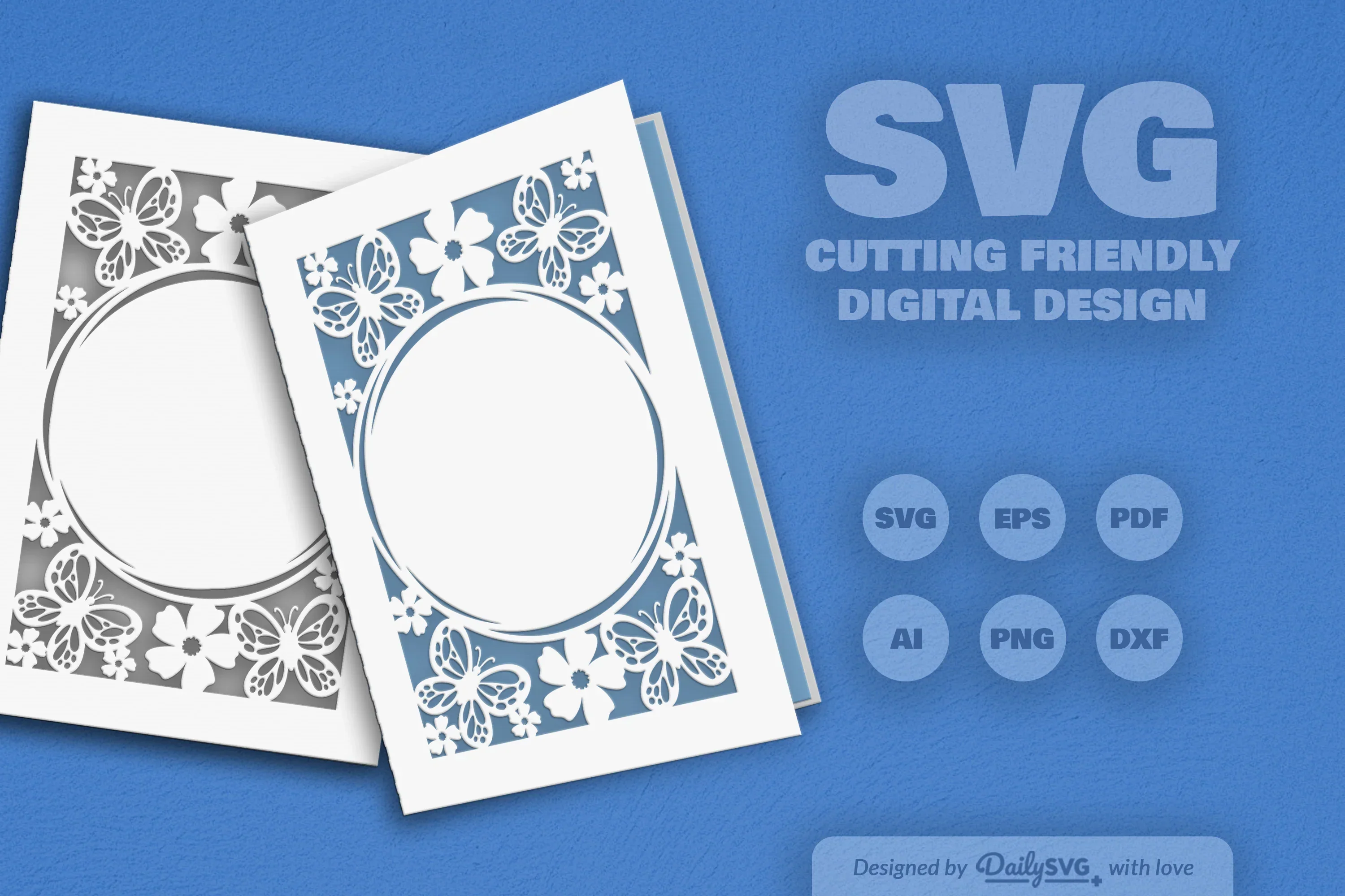 Floral Butterfly Greeting Card Clipart SVG Bundle - Image 3