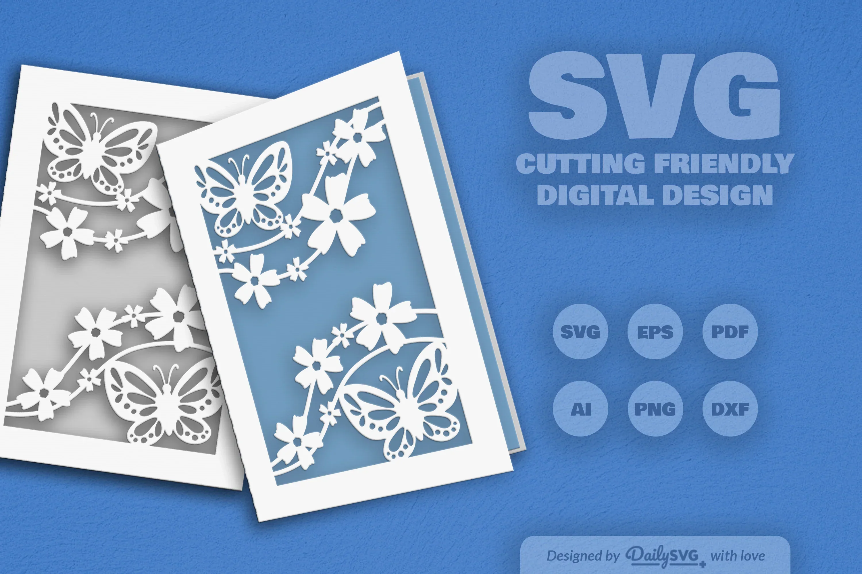 Floral Butterfly Greeting Card Clipart SVG Bundle - Image 4
