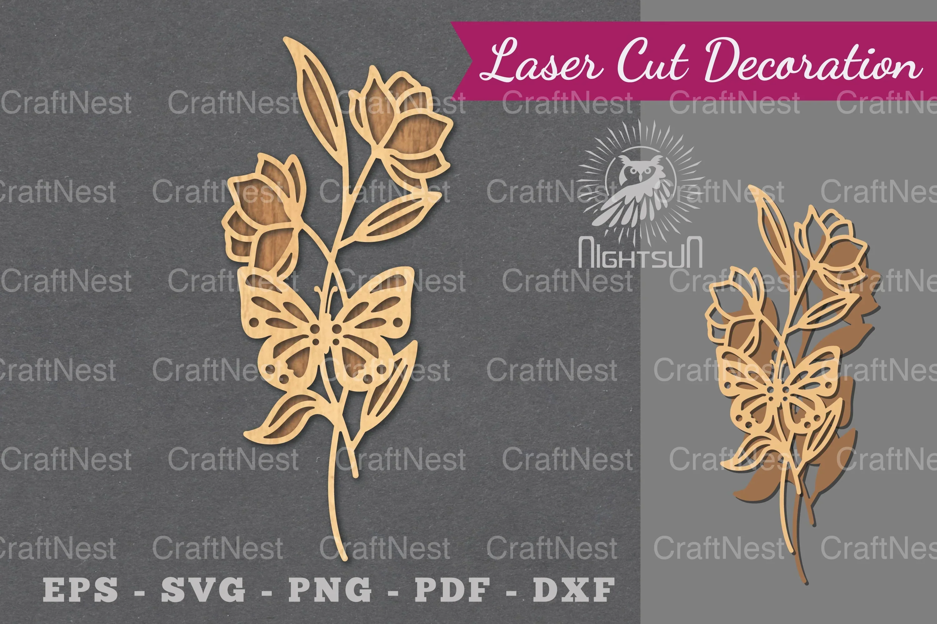 Floral Butterfly Laser Cut Decoration Clipart Bundle