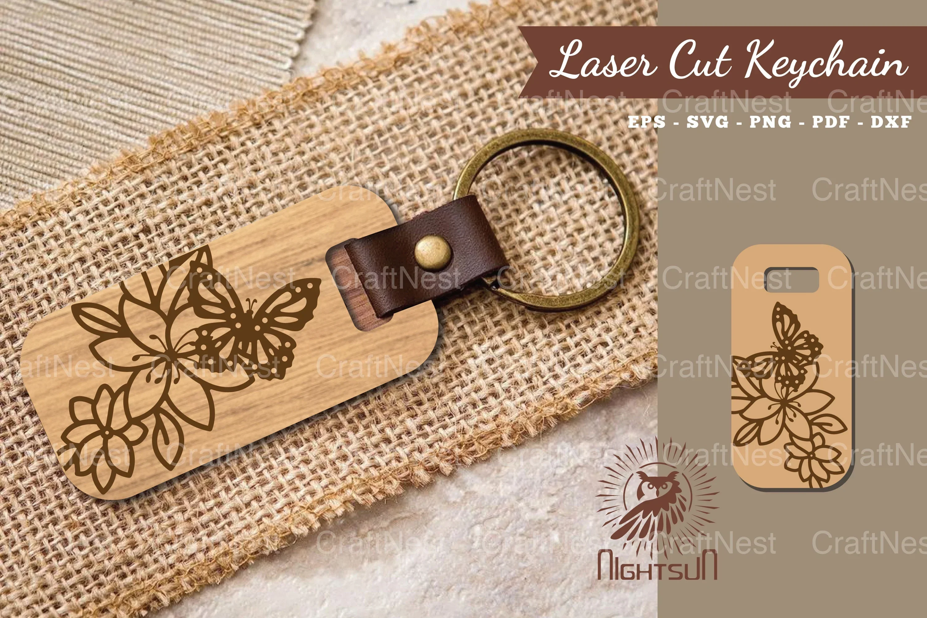 Floral Butterfly Laser Cut Keychain Clipart Bundle