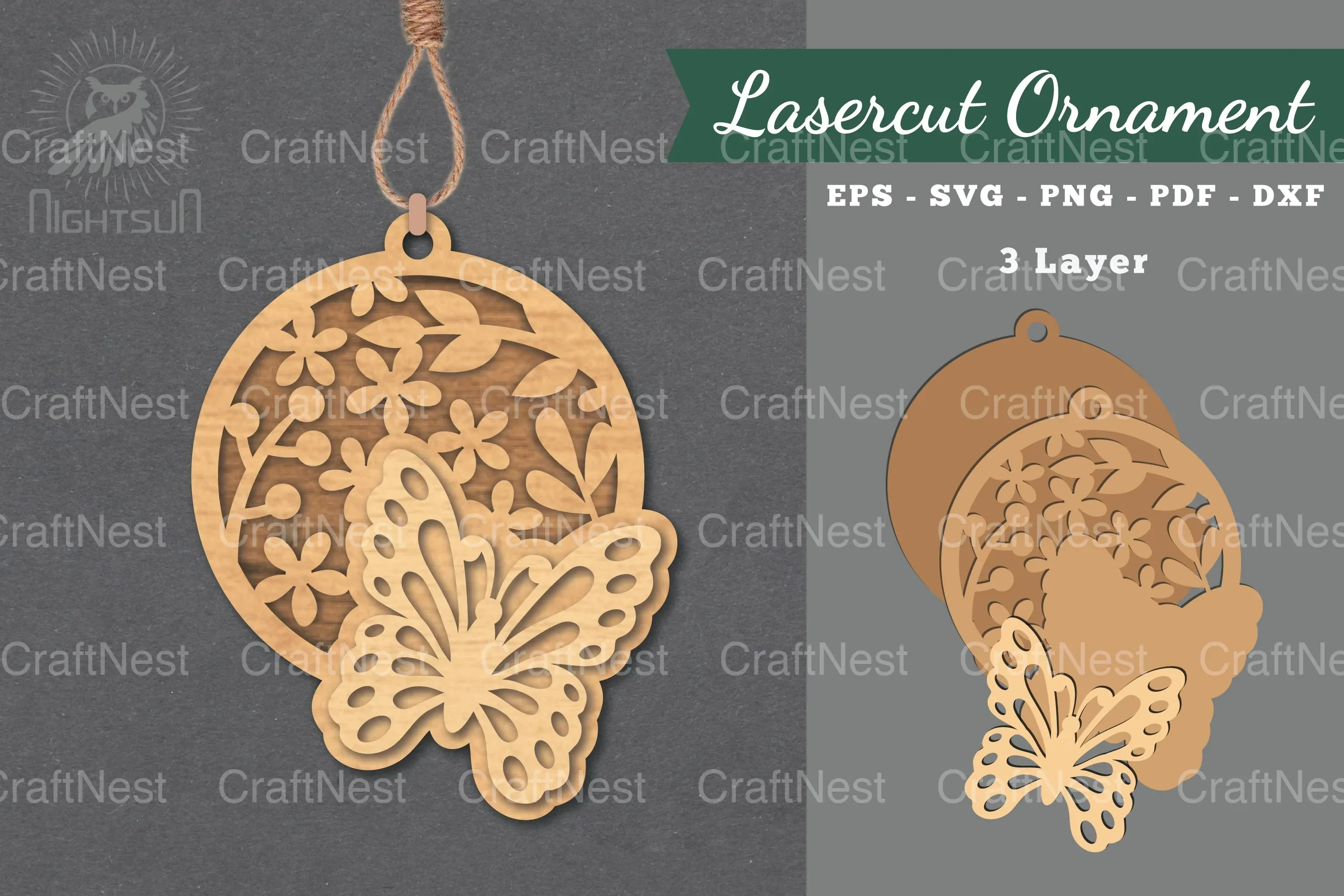 Floral Butterfly Laser Cut Ornament Clipart Bundle