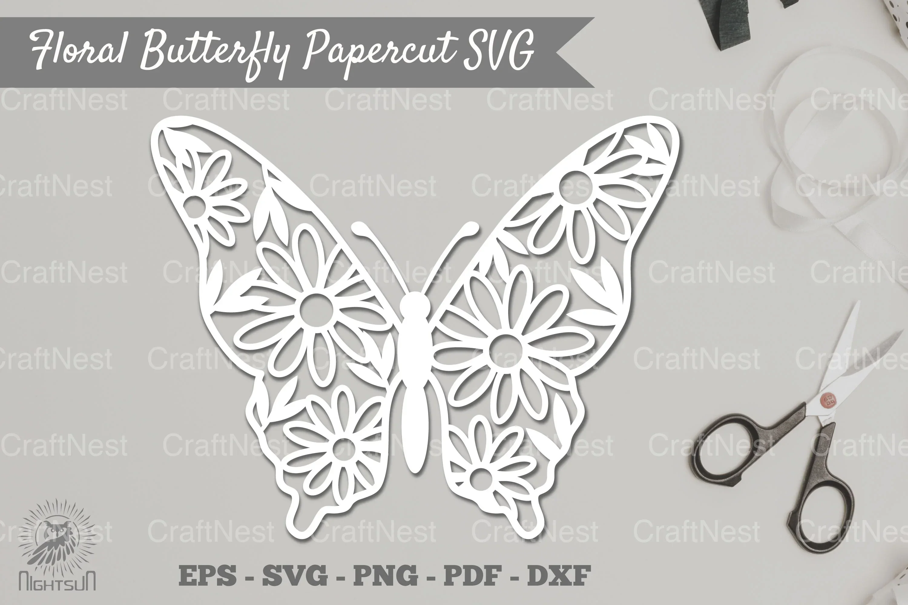 Floral Butterfly Papercut Clipart Bundle