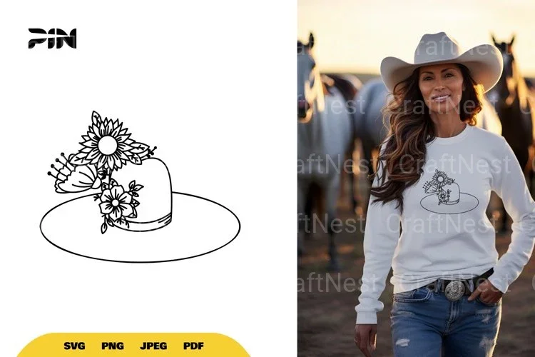 Floral Cowboy Hat SVG Bundle