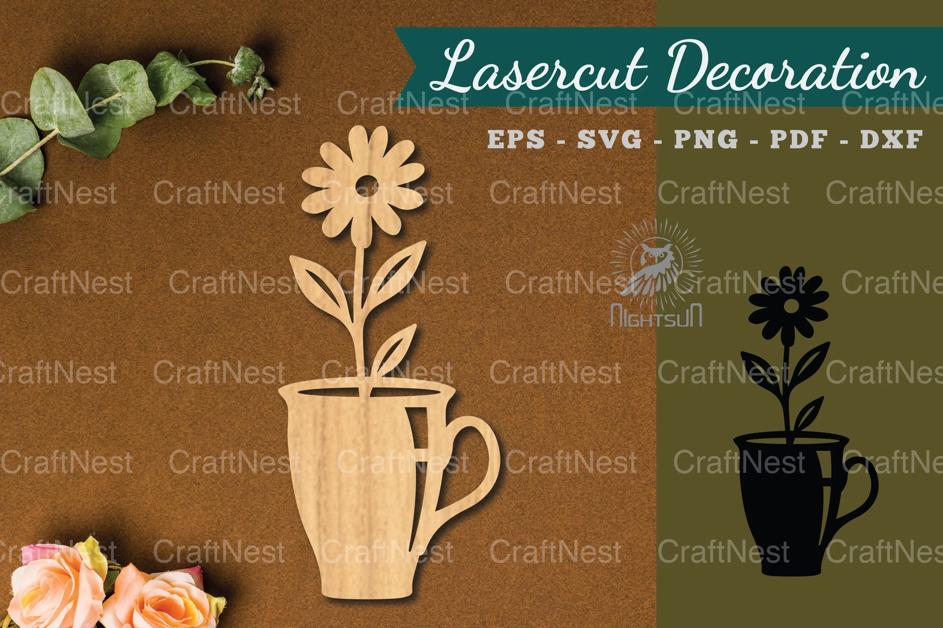 Floral Cup Lasercut Decoration SVG Bundle
