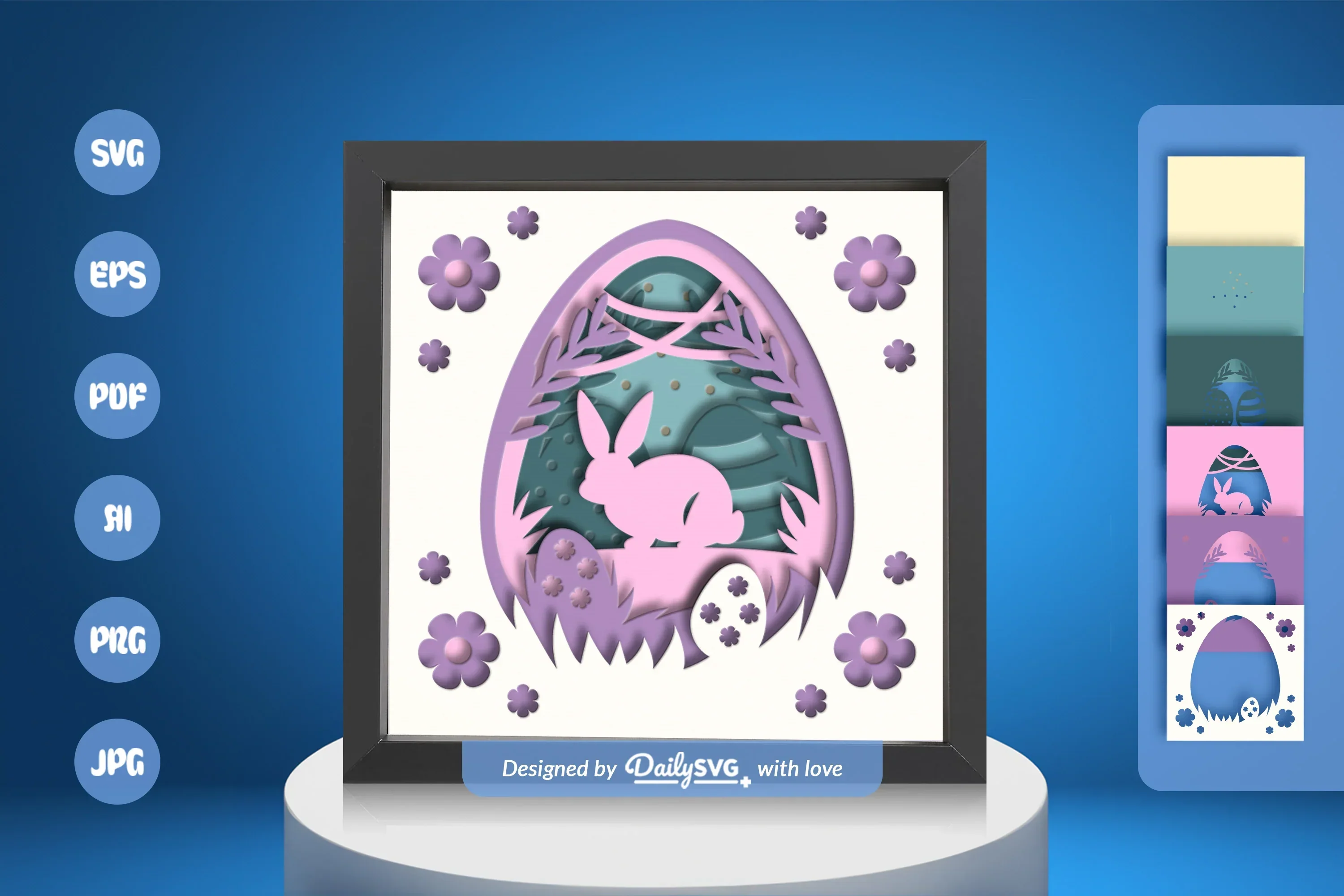 Floral Easter Egg Bunny Papercut SVG Bundle