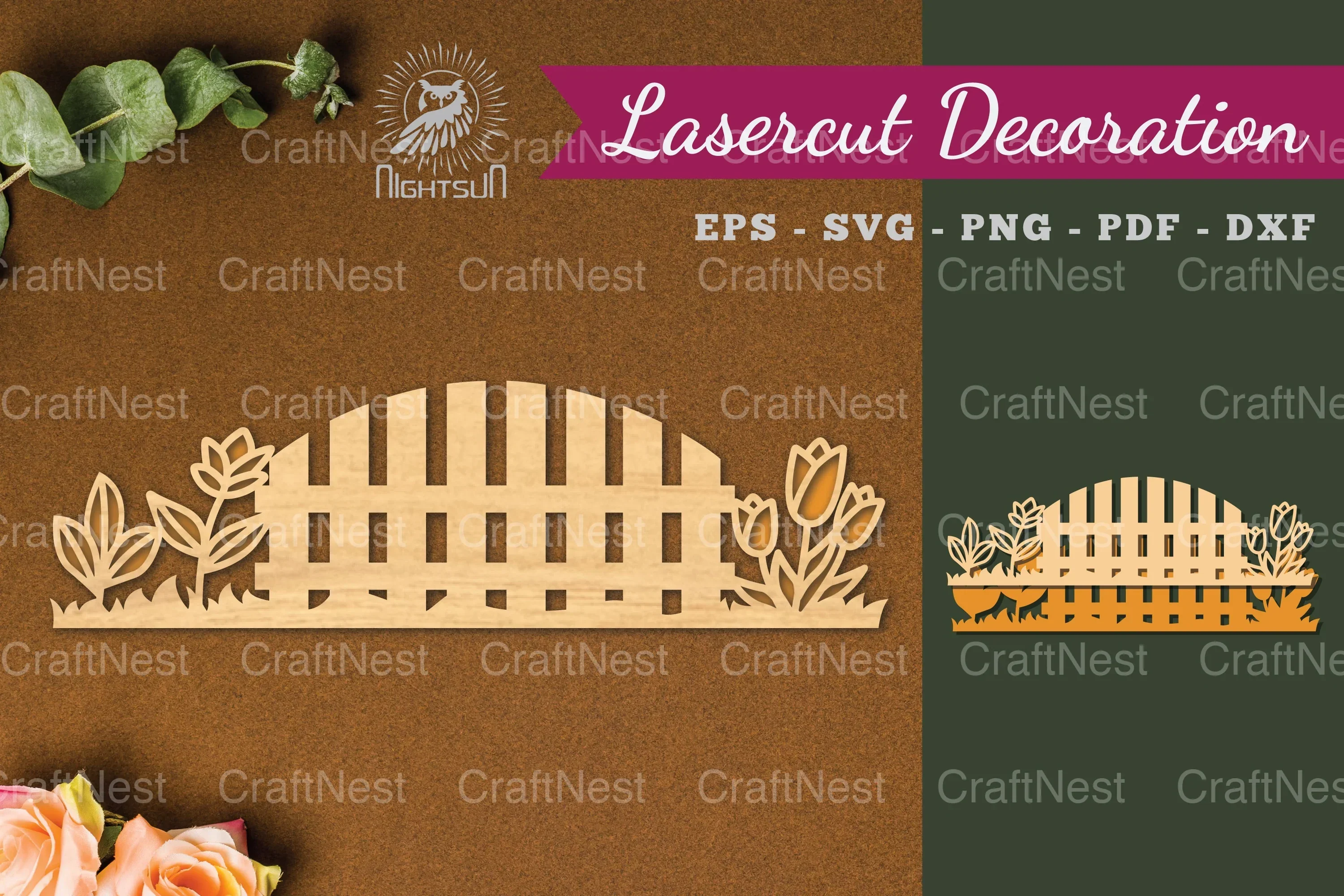 Floral Fence Laser Cut Decoration Clipart Bundle