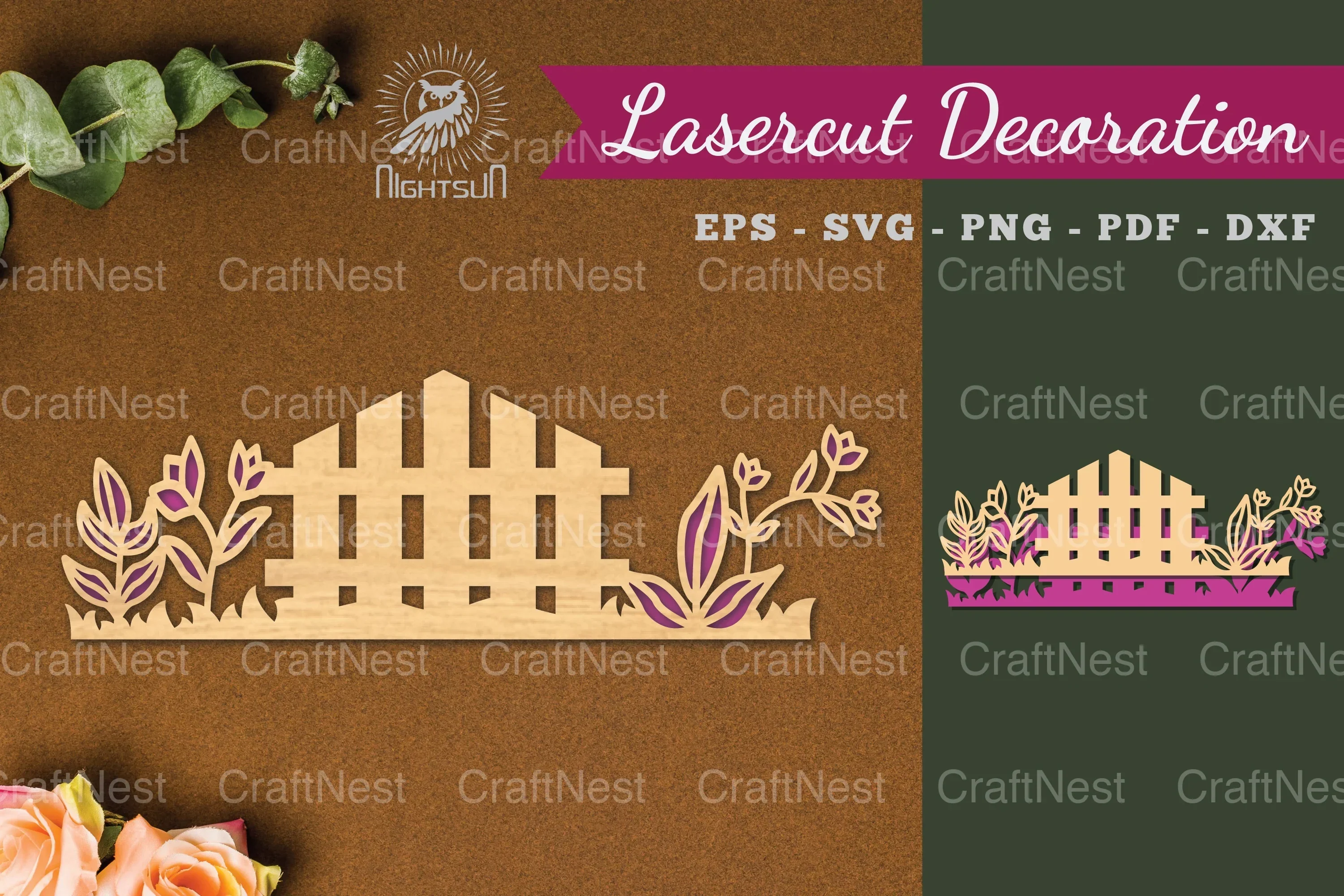 Floral Fence Laser Cut Decoration Clipart Bundle