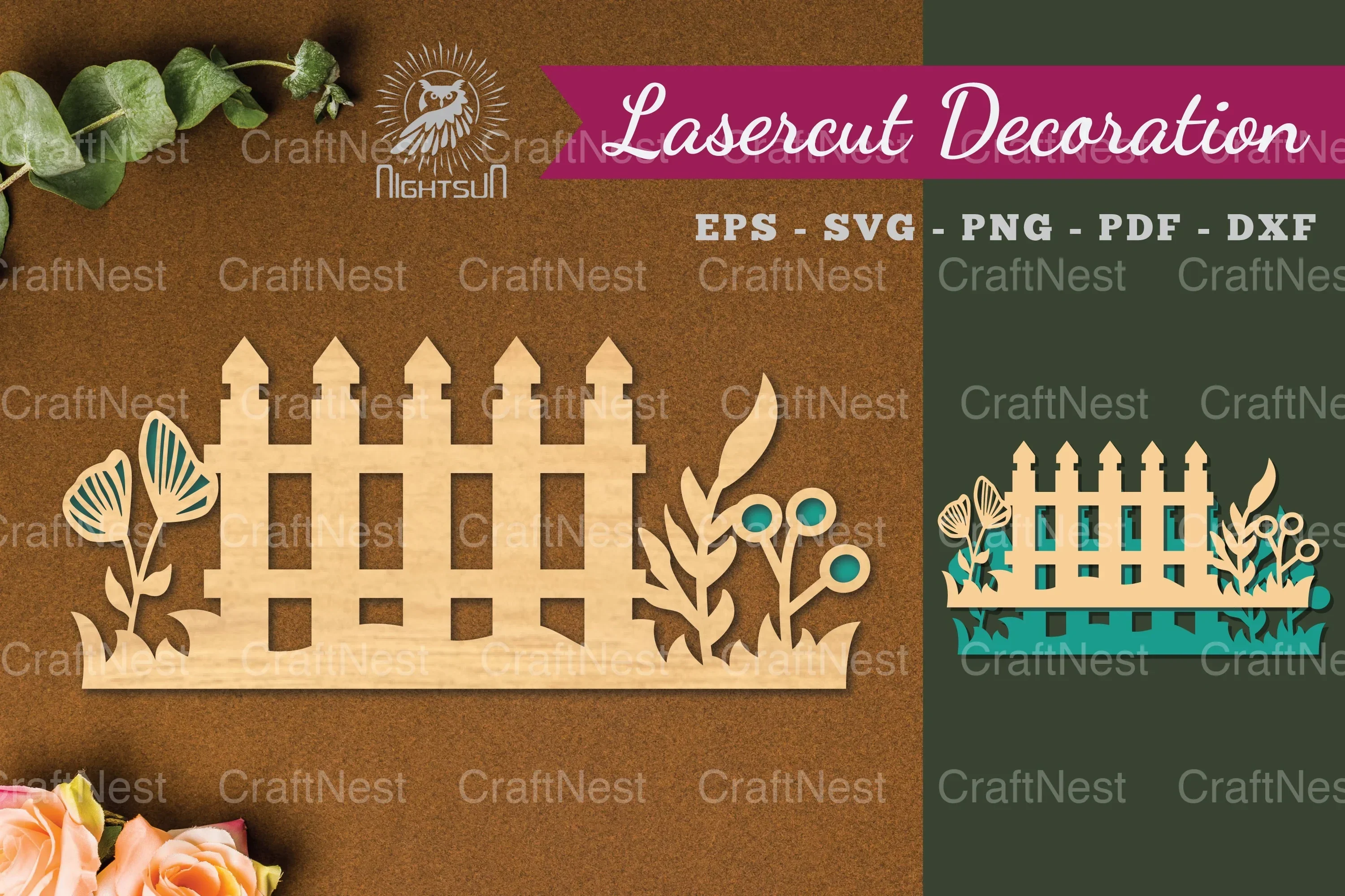 Floral Fence Laser Cut Decoration Clipart Bundle