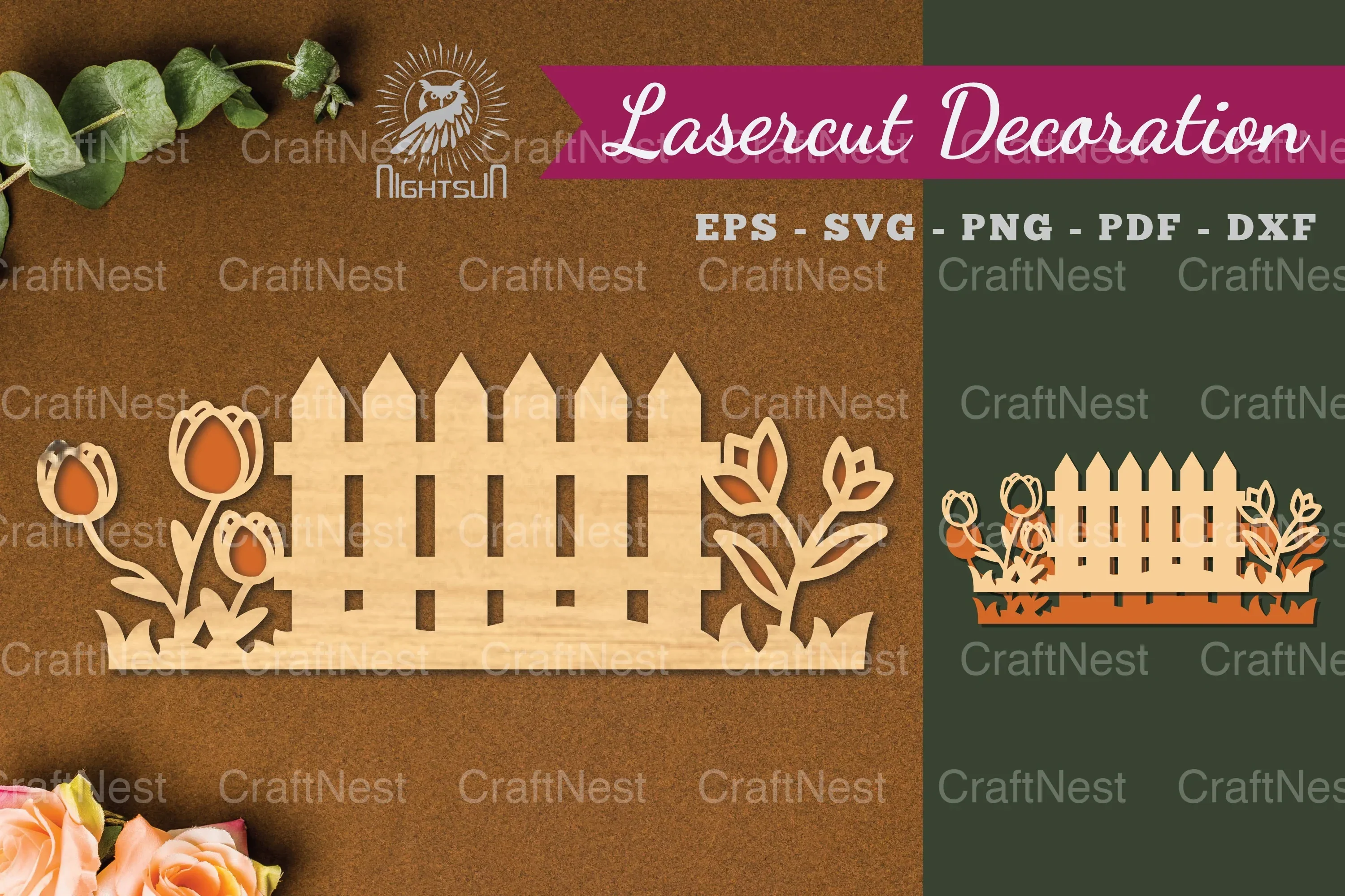 Floral Fence Laser Cut Decoration Clipart Bundle