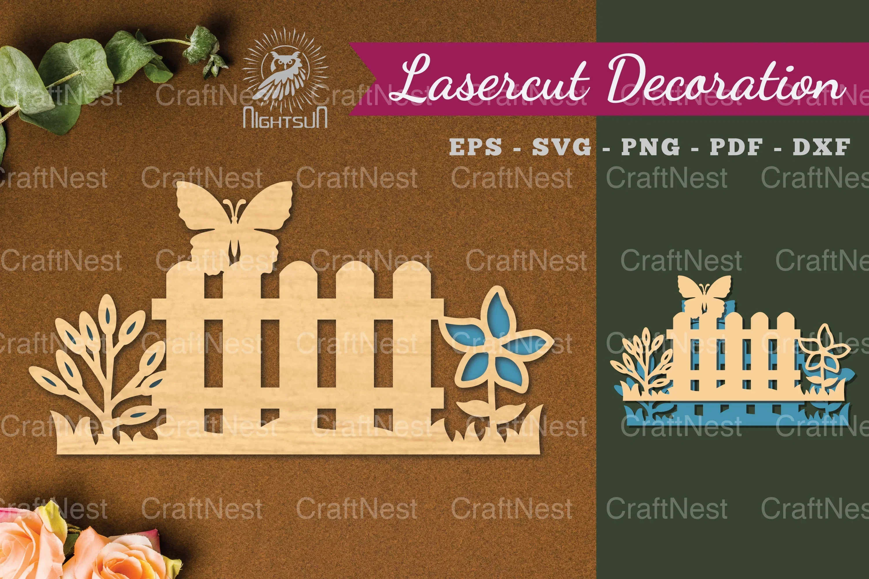 Floral Fence Laser Cut Decoration Clipart Bundle